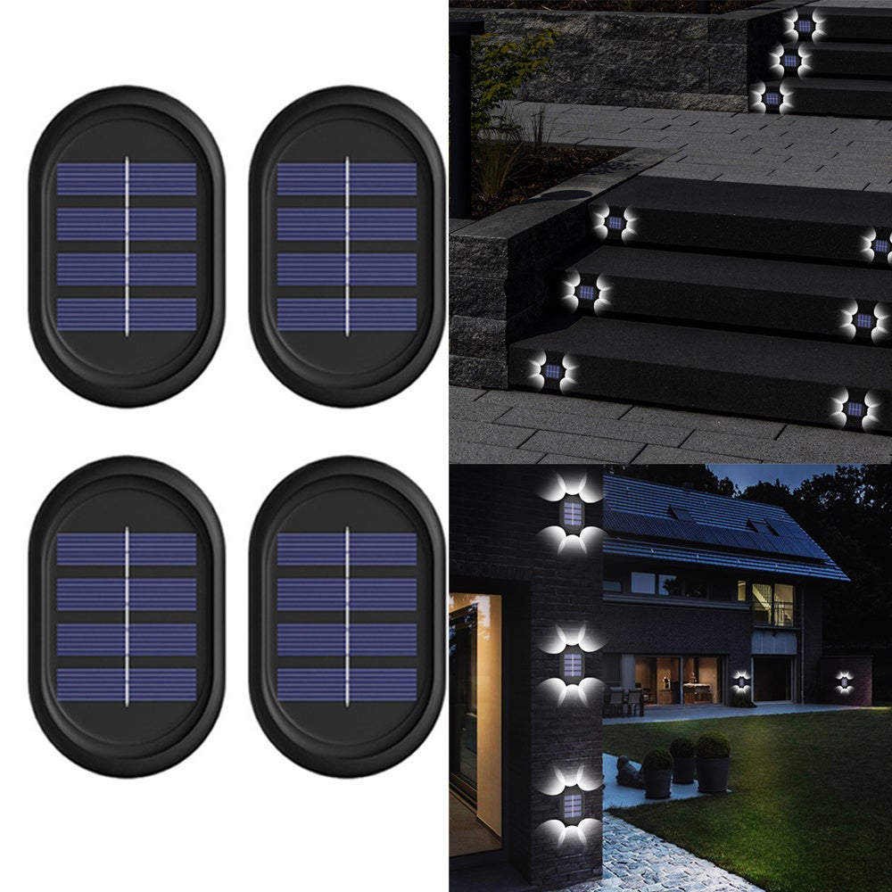Lampy solarne na ogrodzenie zewnętrzne oświetlenie bezpieczeństwa wodoszczelne do ogrodu taras podjazd garaż schody ścienne białe światło zestaw szt