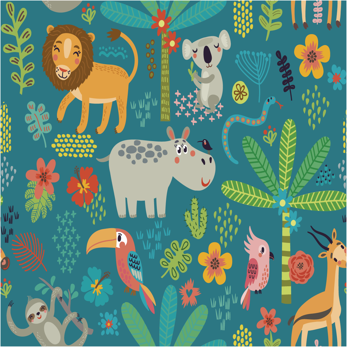 Adesivo carta da parati dei bambini la savana - Sticker adesivo - adesivi murali - 60x60cm - 2