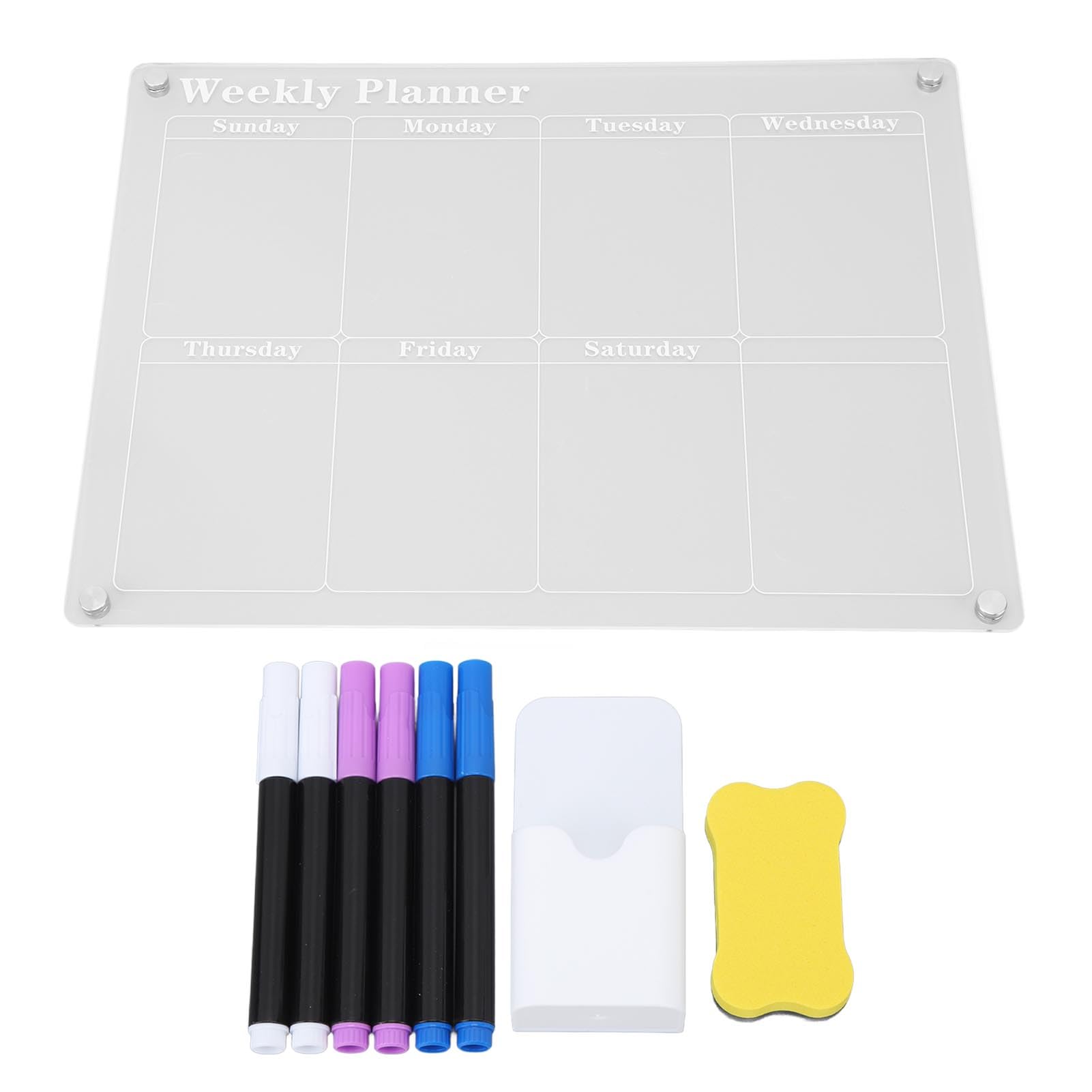 Lot De 2 Tableaux Magnétiques Effaçables Pour Frigo - 12x8 Pouces, Blanc