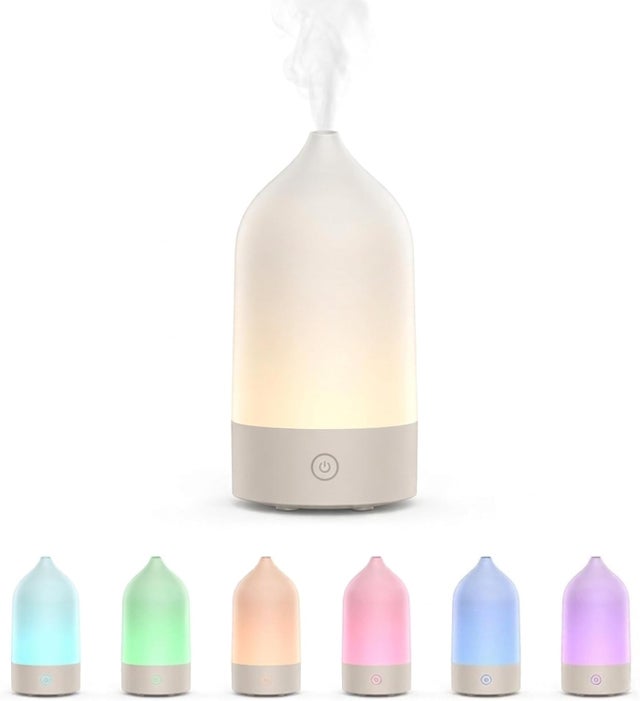 Diffuseur d'huile parfumée avec fonction d'arrêt automatique, éclairage LED 7 couleurs, combinaison ultrasonique d'aromathérapie et humidificateur