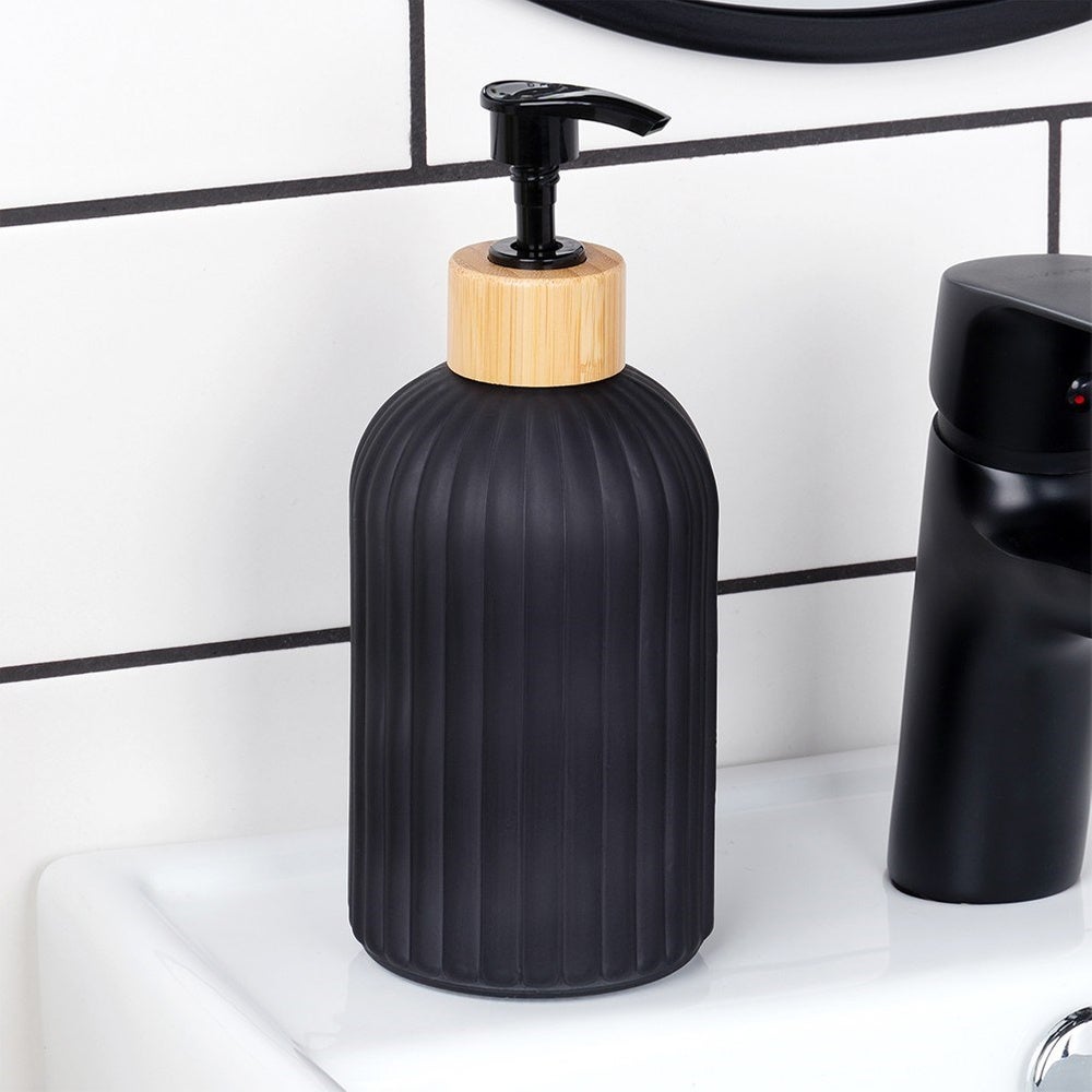 Dozownik do mydła szklany czarny 400 ml - 2
