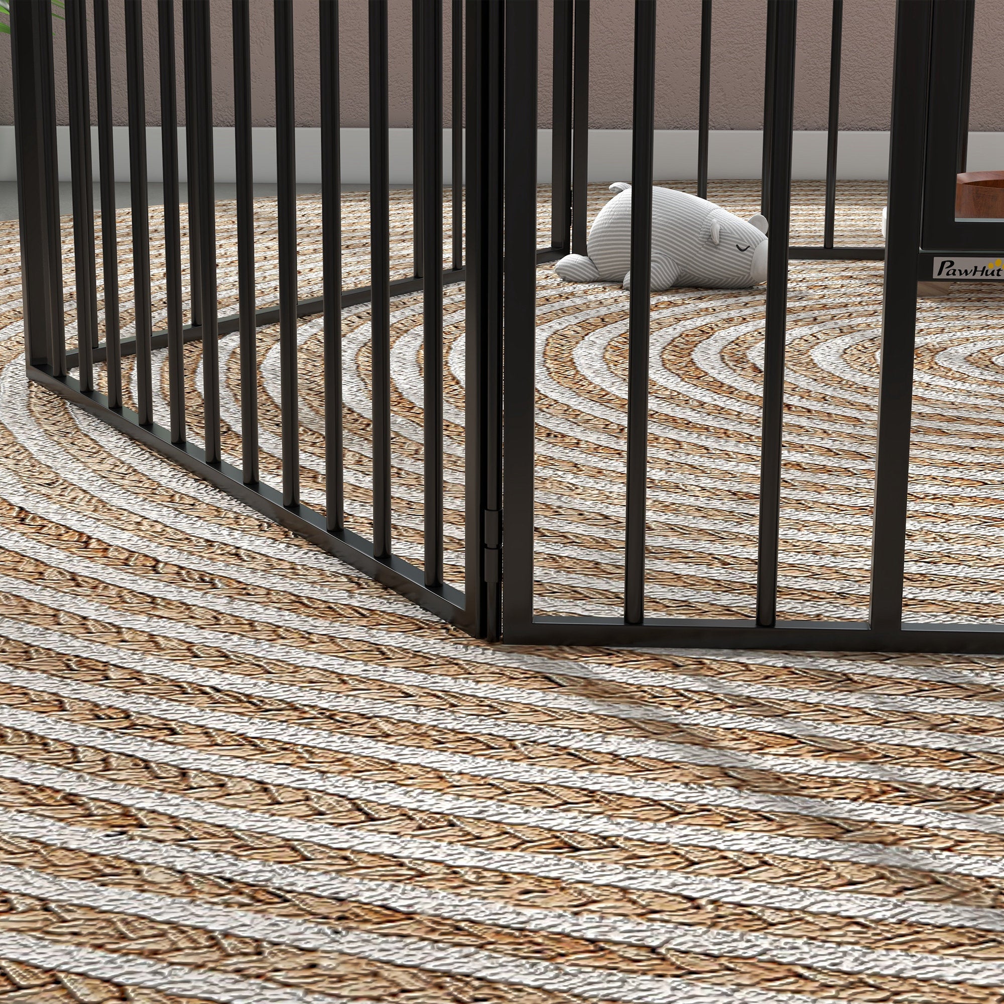 PawHut Recinto per Cani a 6 Pannelli Modulabili da Interno ed Esterno, in Acciaio con 7 Picchetti, 164x83x60 cm, Nero - 7