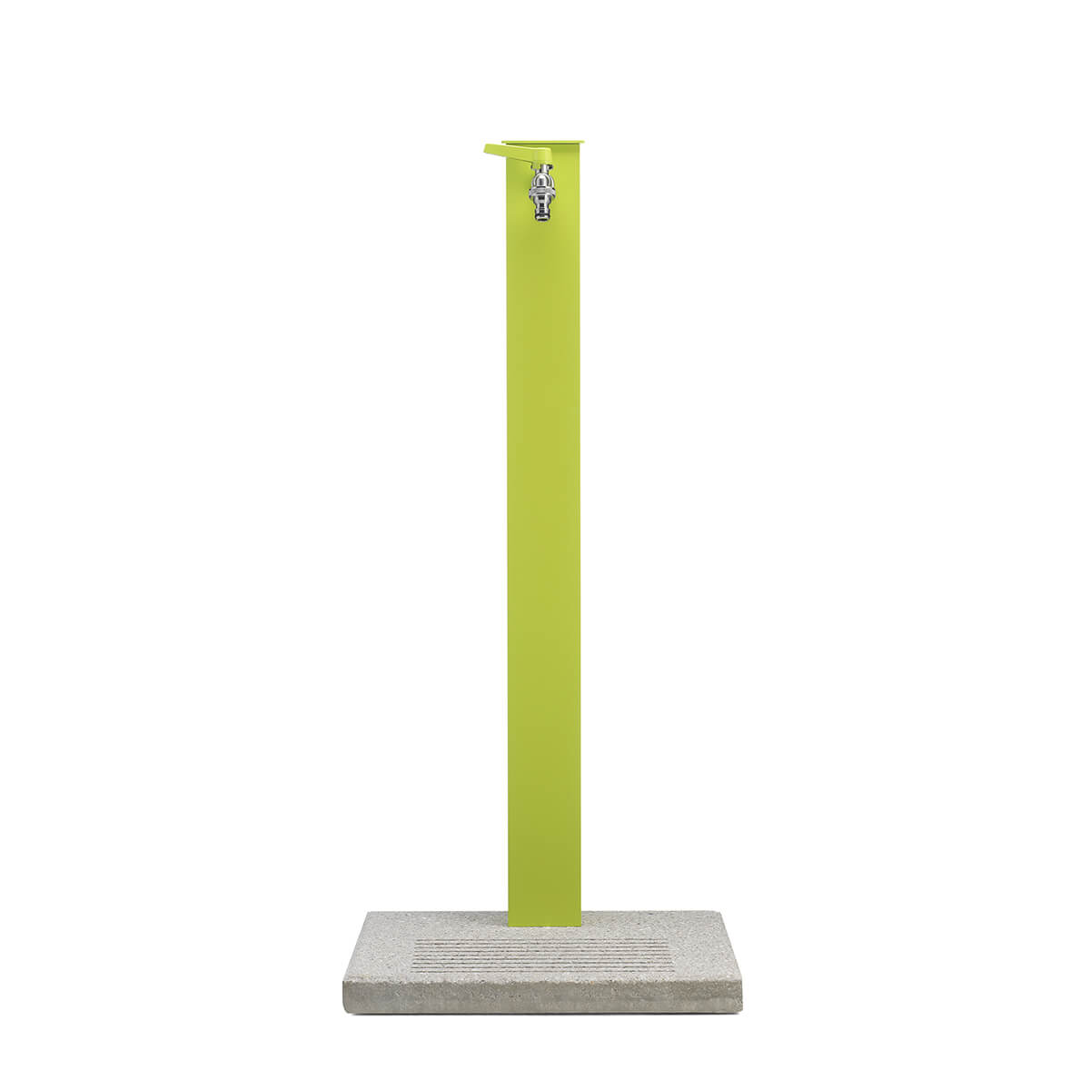 Belfer Fontaine de jardin en colonne en acier/aluminium - socle en ciment, Vert acide, moderne pour extérieur - 100% Made in Italy - 2