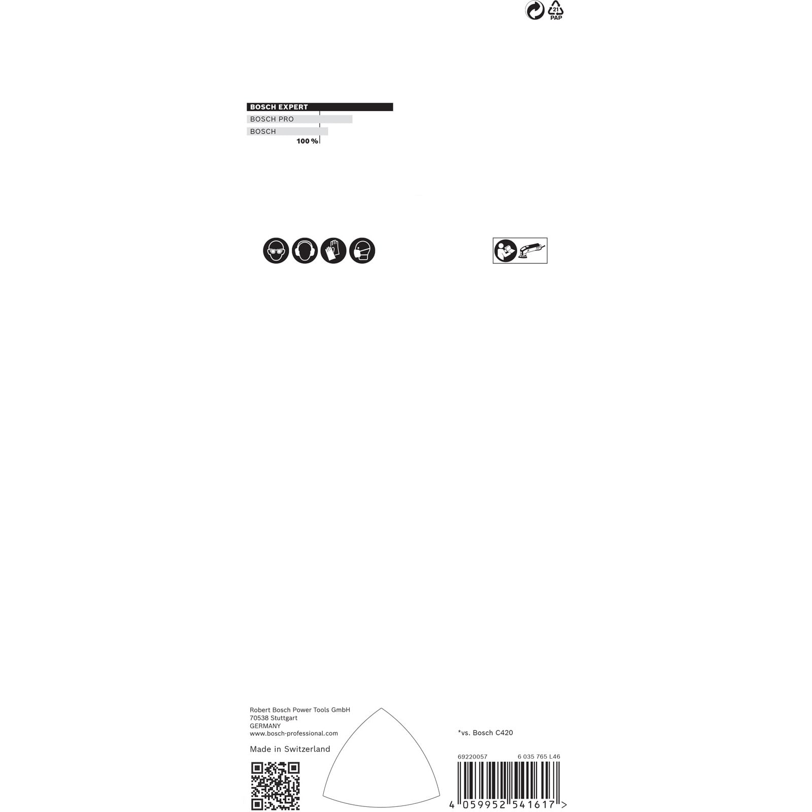 Feuille abrasive triangulaire grain 93, lot de 40, marque Bosch. - 6