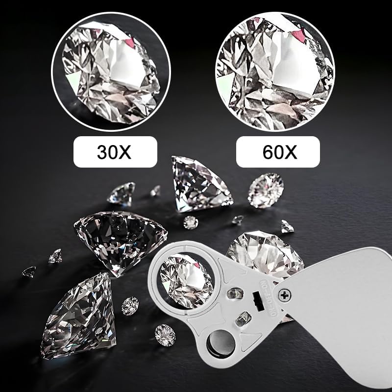 Lot 2 Loupes Bijoutier LED UV 30X 60X 90X – Inspection Diamants, Pièces, Trichomes – Pliable & Portable