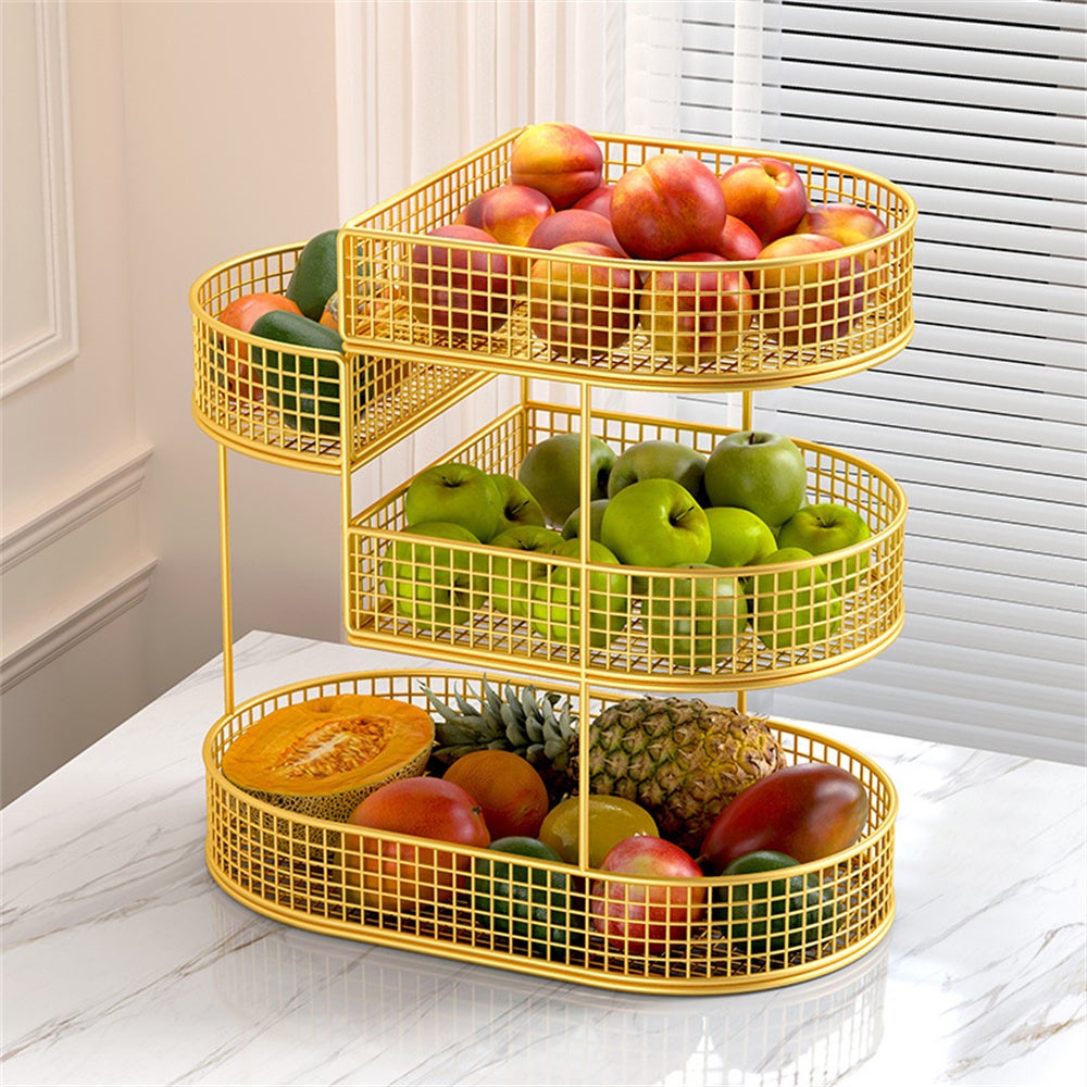 Portafrutta A 3 Ripiani In Acciaio Inox - Per Cucina, Bancone O Tavolo, Design Moderno E Salvaspazio