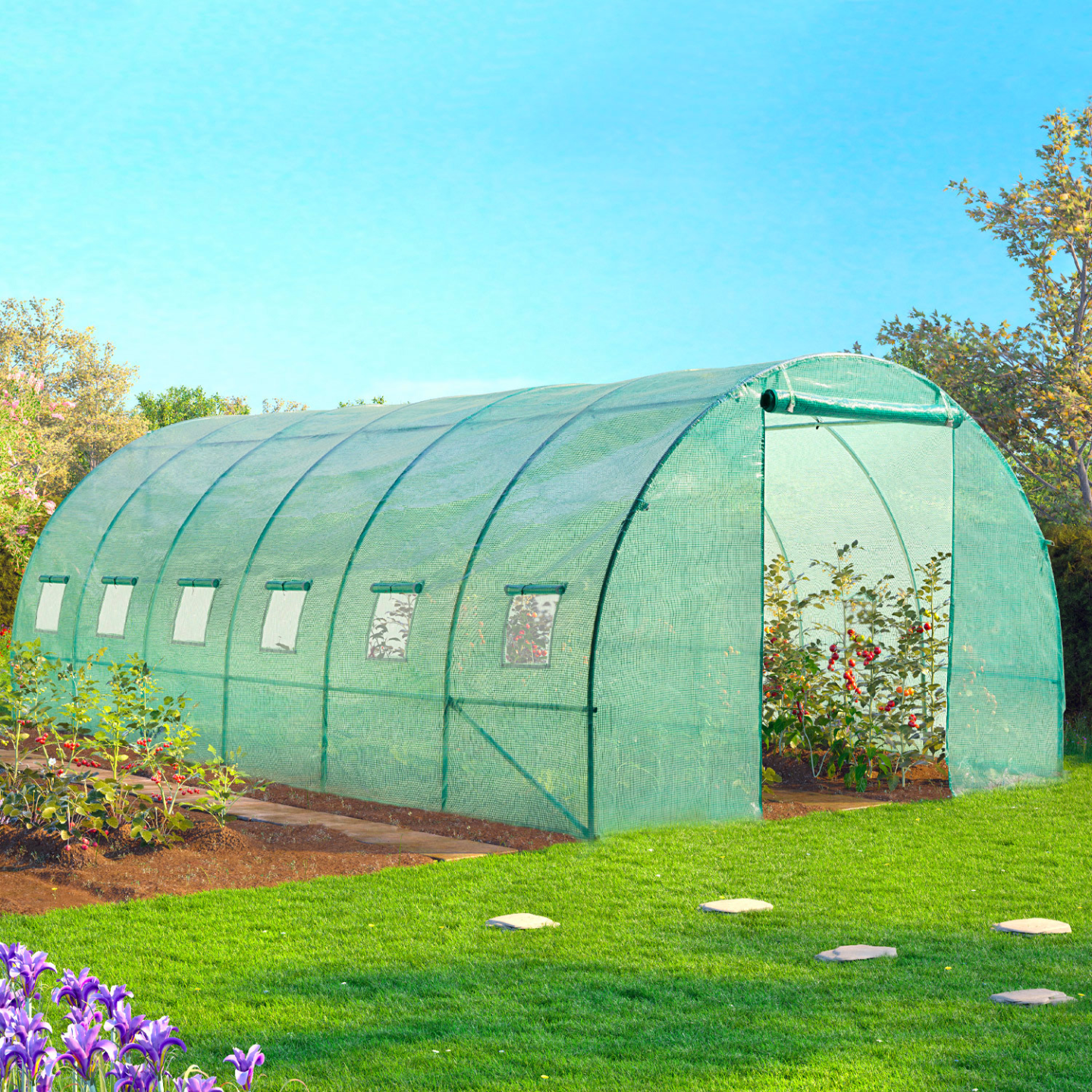 Serre tunnel de jardin 4 saisons 18M² verte gamme maraîchère CRIMÉE 6x3M - 5