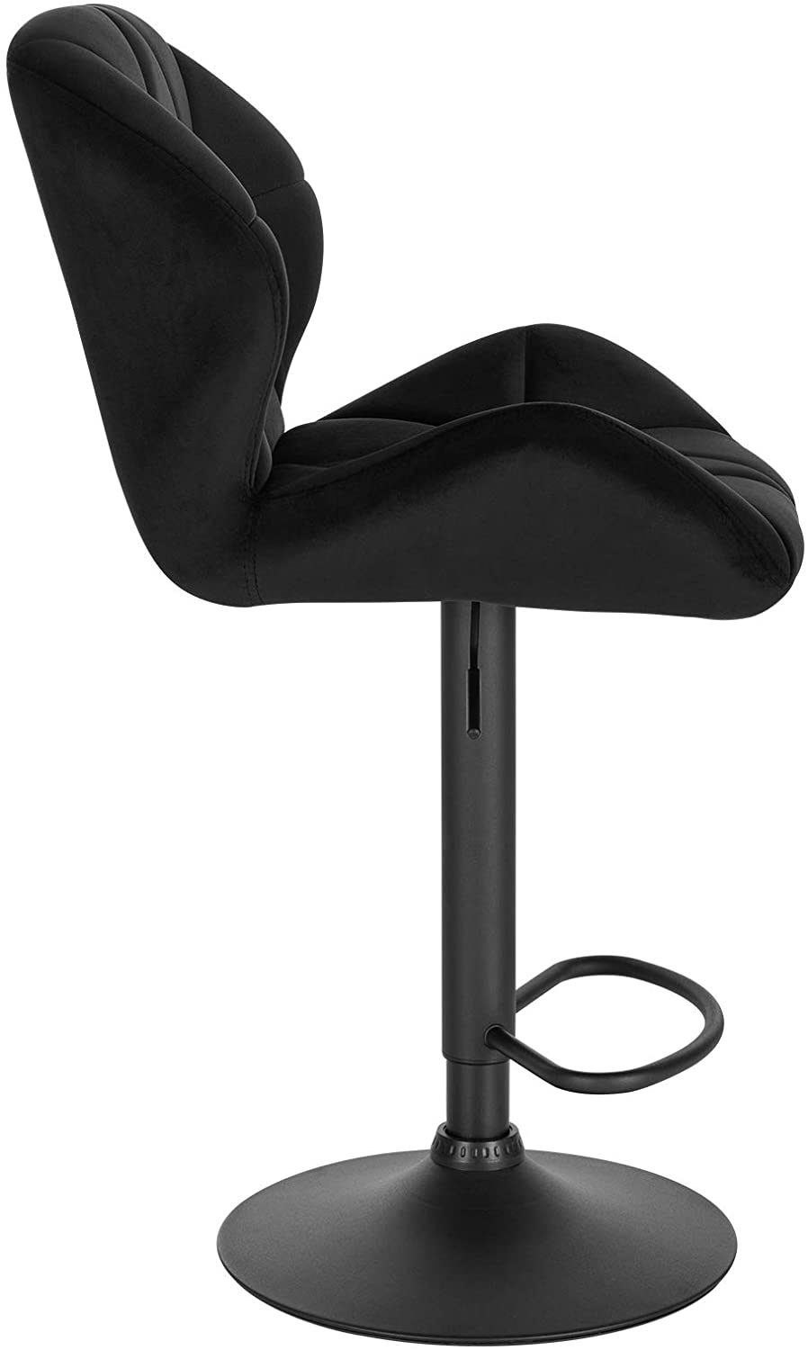 Tabouret de Bar réglable en Hauteur WOLTU, Chaise Haute pour Bar avec Dossier siège rembouré en Velours Pied en métal, Noir - 2