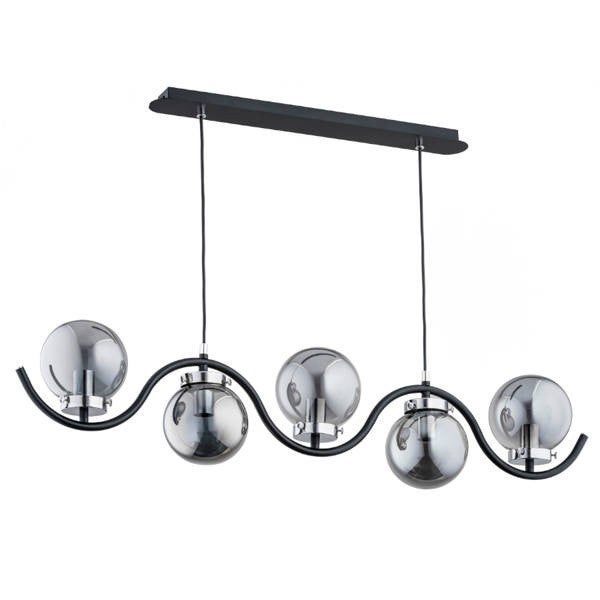 Lampa wisząca Korda czarna 5xE14x10W dekoracyjna wym: 90 x 14 x 97 cm metal Alfa