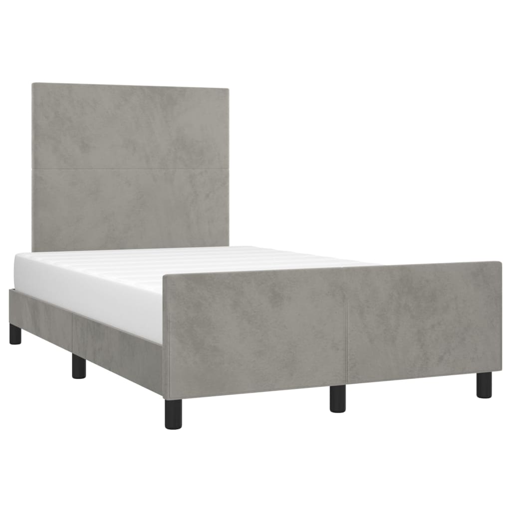 Cadre de lit sans matelas, en velours, gris clair, pour la chambre, 120 × 200 cm - 3