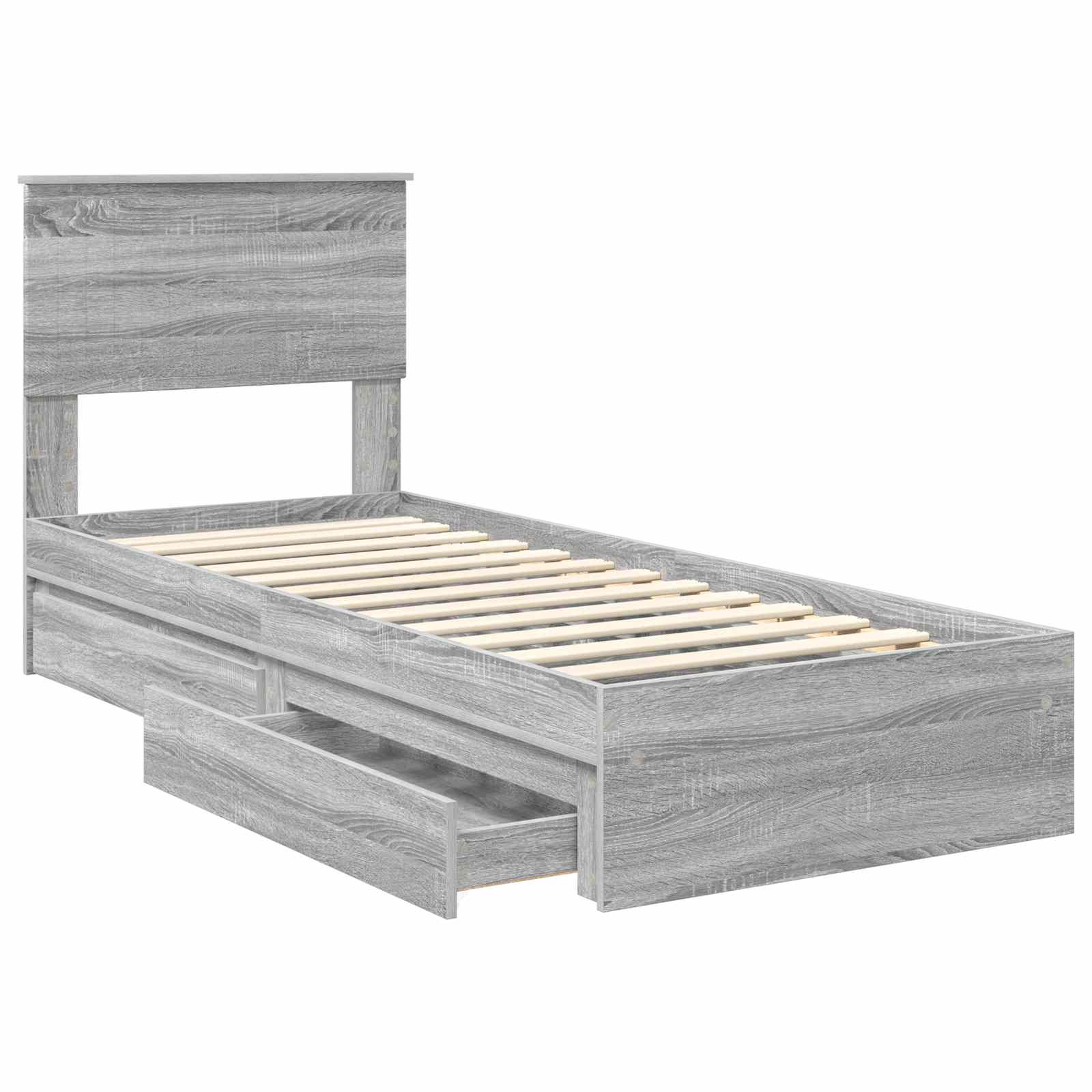 Lit de rangement gris 75 x 190 cm en panneau de bois - 5