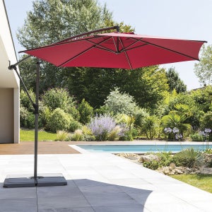 Hespéride Ombrellone Rotondo Offset Manoa 3m – Alluminio Trattato, Colore Bordeaux E Grafite - 3