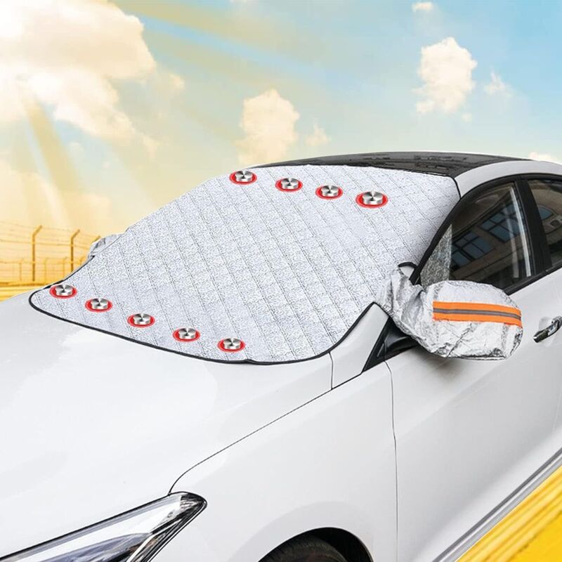 Husă pentru parbriz auto, protecție pentru parbriz auto cu 4 straturi împotriva înghețului, zăpezii, soarelui (cu 9 magneți)