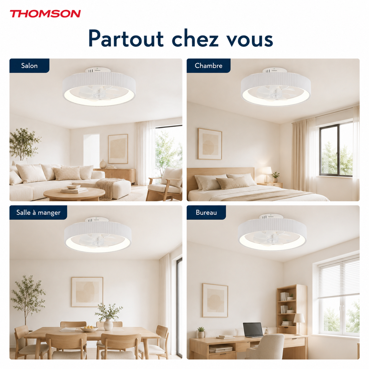 Ventilateur de plafond avec lumière THOMSON LILA avec 7 pales, diamètre de 50 cm et télécommande incluse - 5