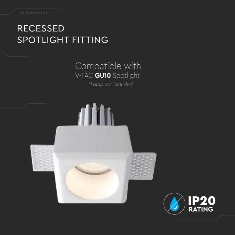 Portafaretto LED da Incasso Quadrato GU10 Corpo in Gesso Bianco - 5