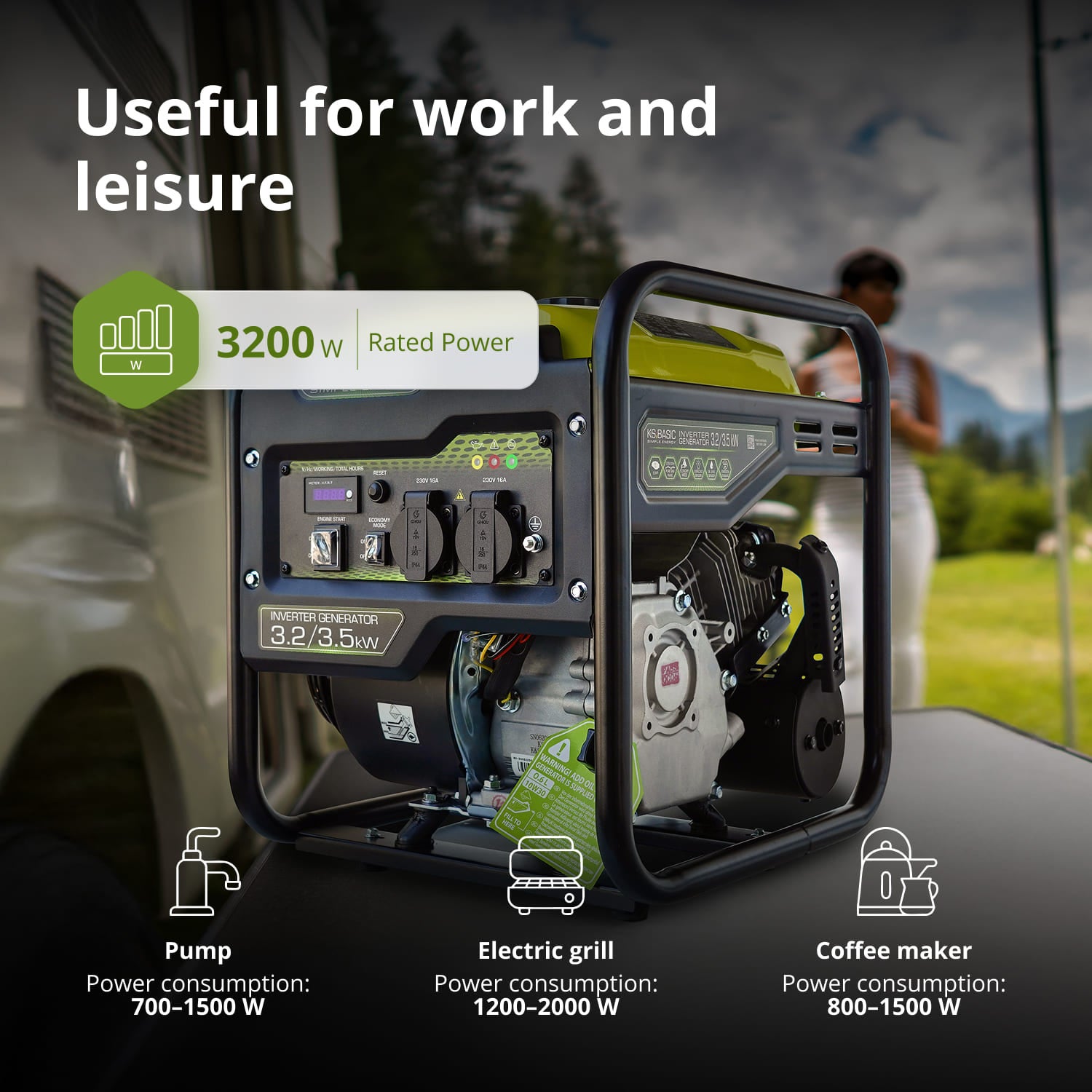 Gerador inversor Könner & Söhnen KSB 35i, máx. potência 3500W - 7