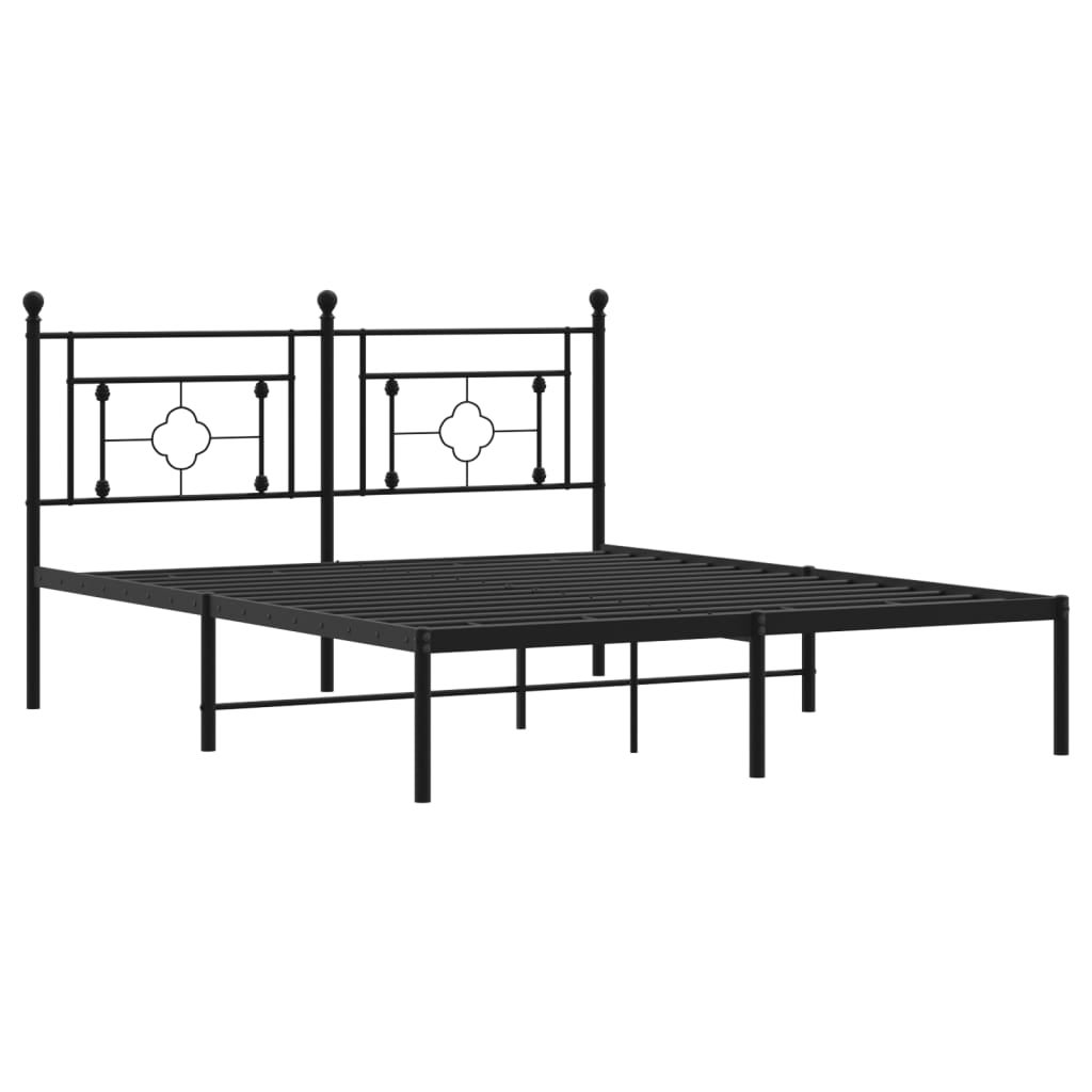 Estructura cama sin colchón con cabecero metal negro 160x200 cm vidaXL - 5