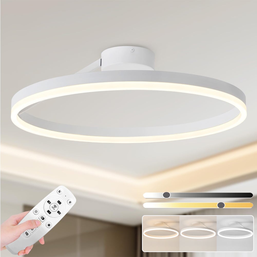 Ściemniana lampa sufitowa LED z pilotem nowoczesny żyrandol LED okrągła lampa sufitowa o średnicy cm temperatury barwowe K K biała