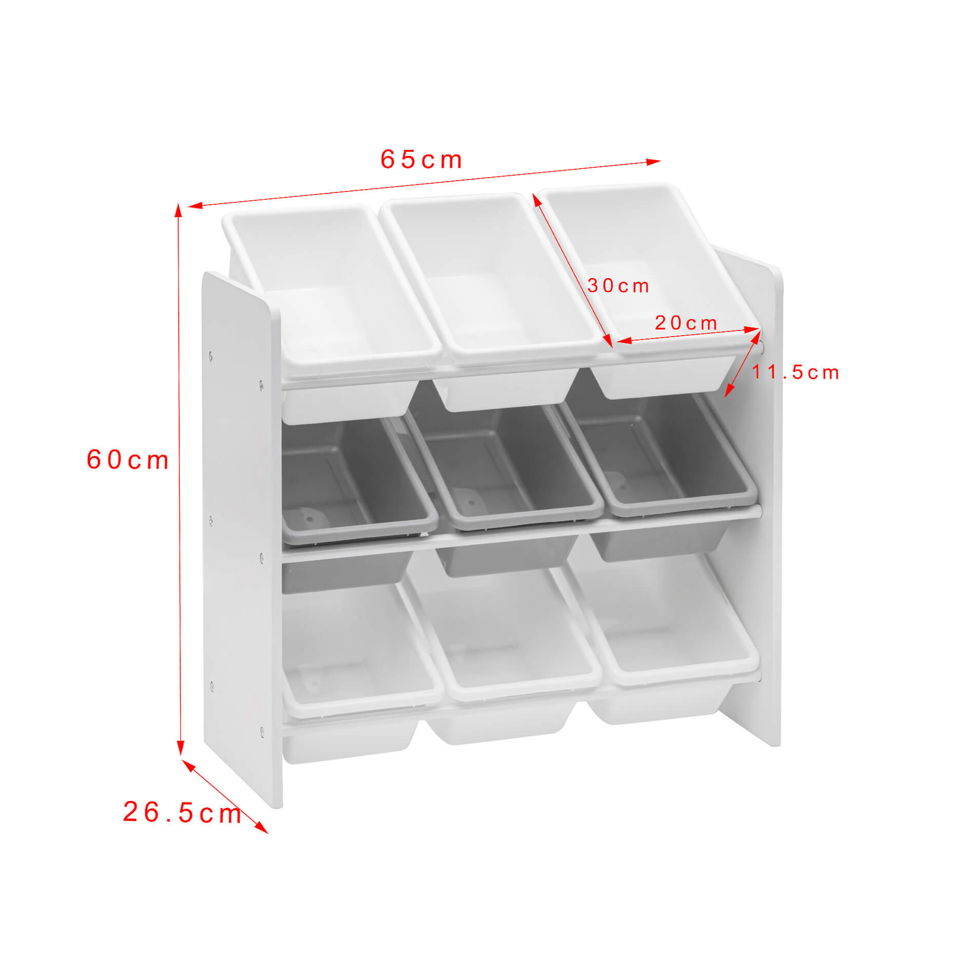 Organizador de Brinquedos Rebecca Mobili Prateleira de Quarto MDF Branco com 9 Caixas Amovíveis - 4