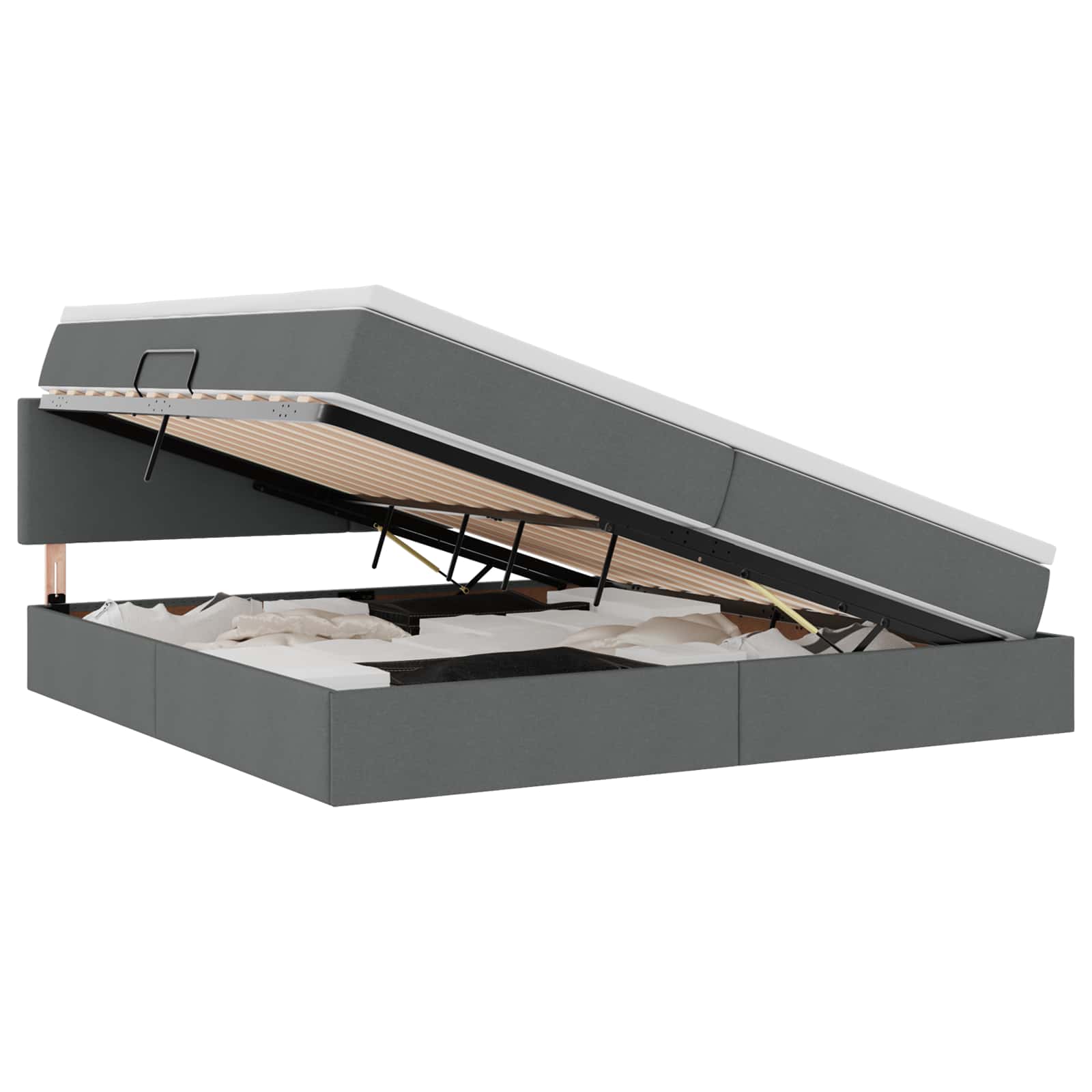 Lit avec rangement et matelas gris foncé 200 x 200 cm velours - 2