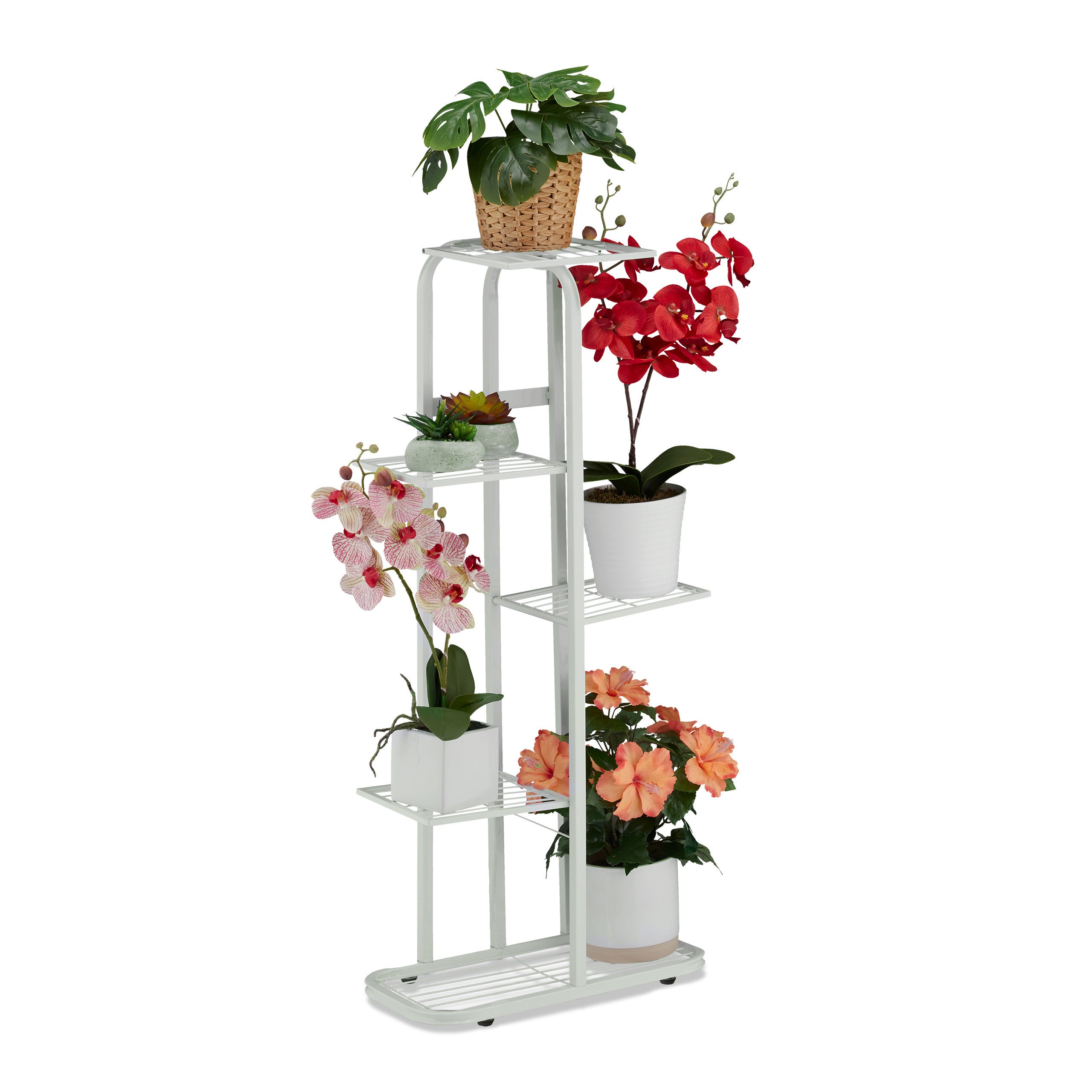 Étagère à Plantes 5 Niveaux - Escalier Fleurs Intérieur - 117x43x22 Cm, Acier Et MDF Noir
