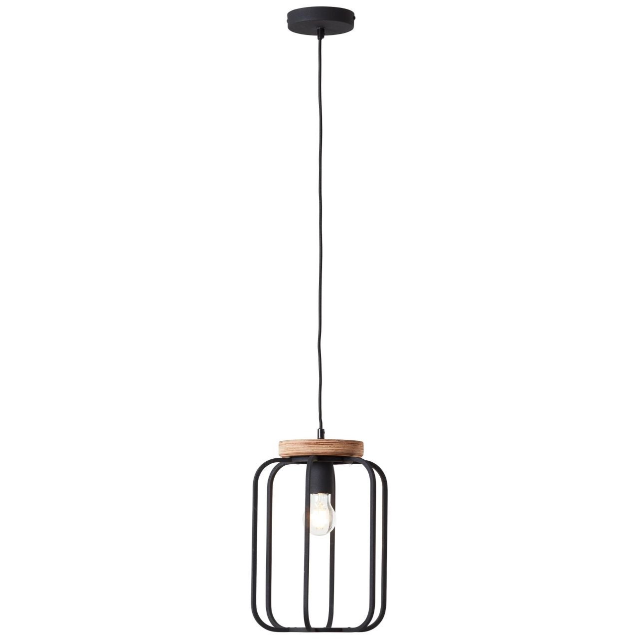 Brilliant Lampa wisząca Glasini 8 żarówek matowa czerń/dymione szkło metal/czarny bambus 8x C35, E14, 25 W