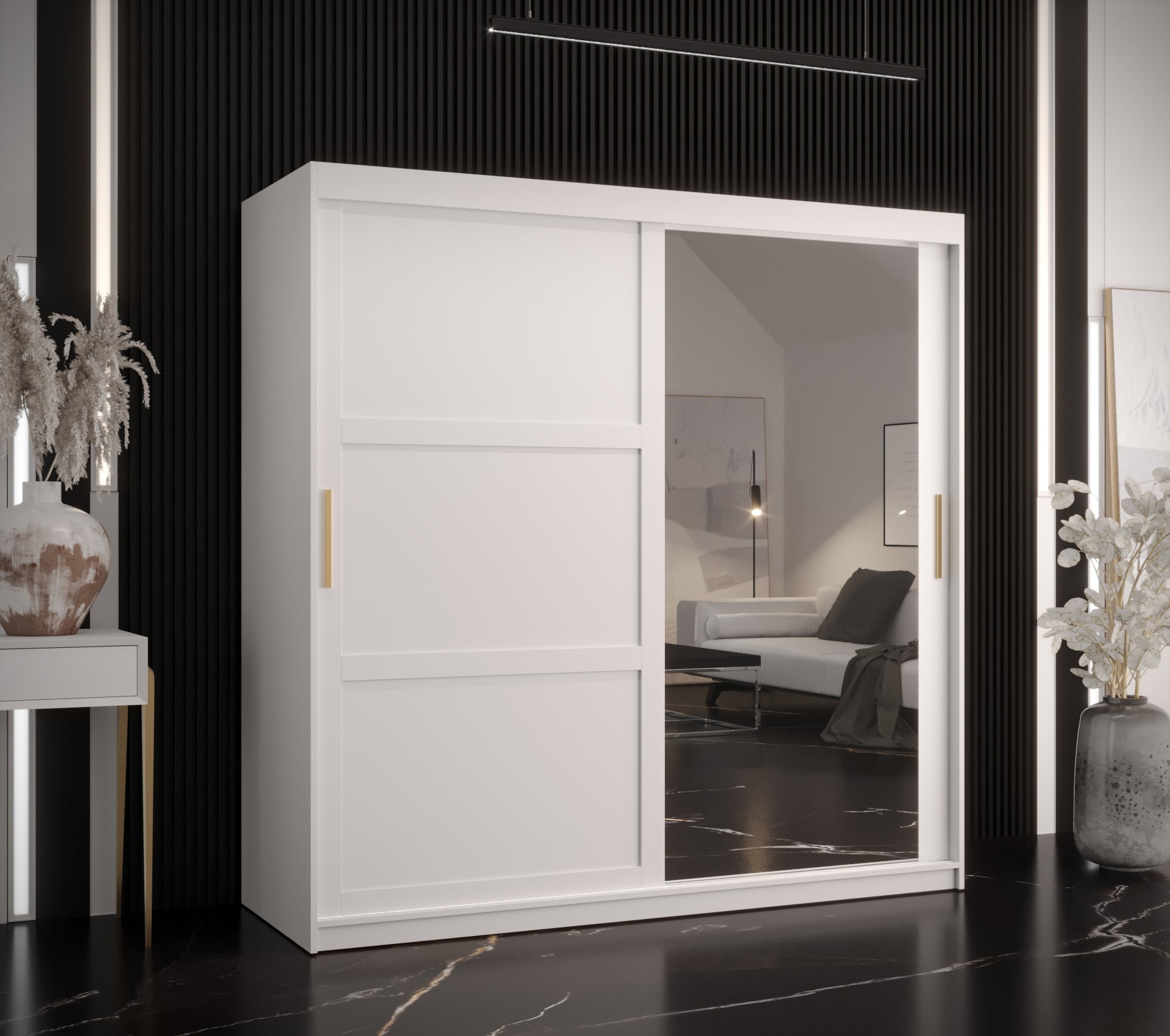 Szafa przesuwna garderoba RAMIRO 2 180 x 62 x 200 cm Biały - Abiks Meble - 2