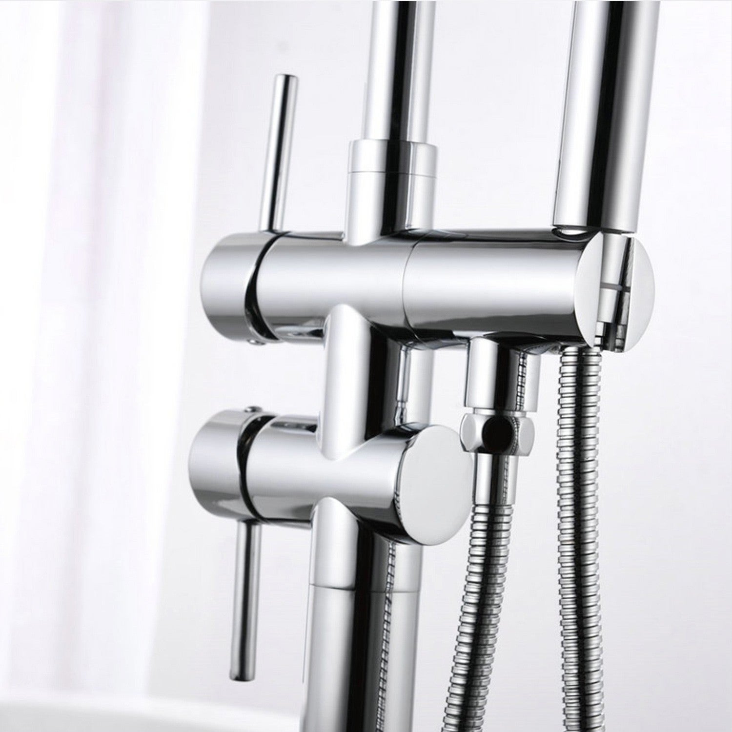 MATY Robinet mitigeur sur pied chrome brillant pour baignoire îlot - 9