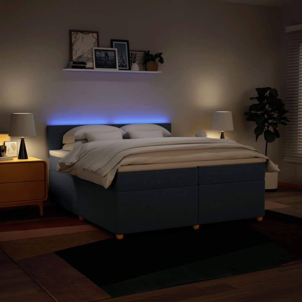 Maison Exclusive - Sommier à lattes de lit avec matelas Bleu 200x200 cm Tissu - 5