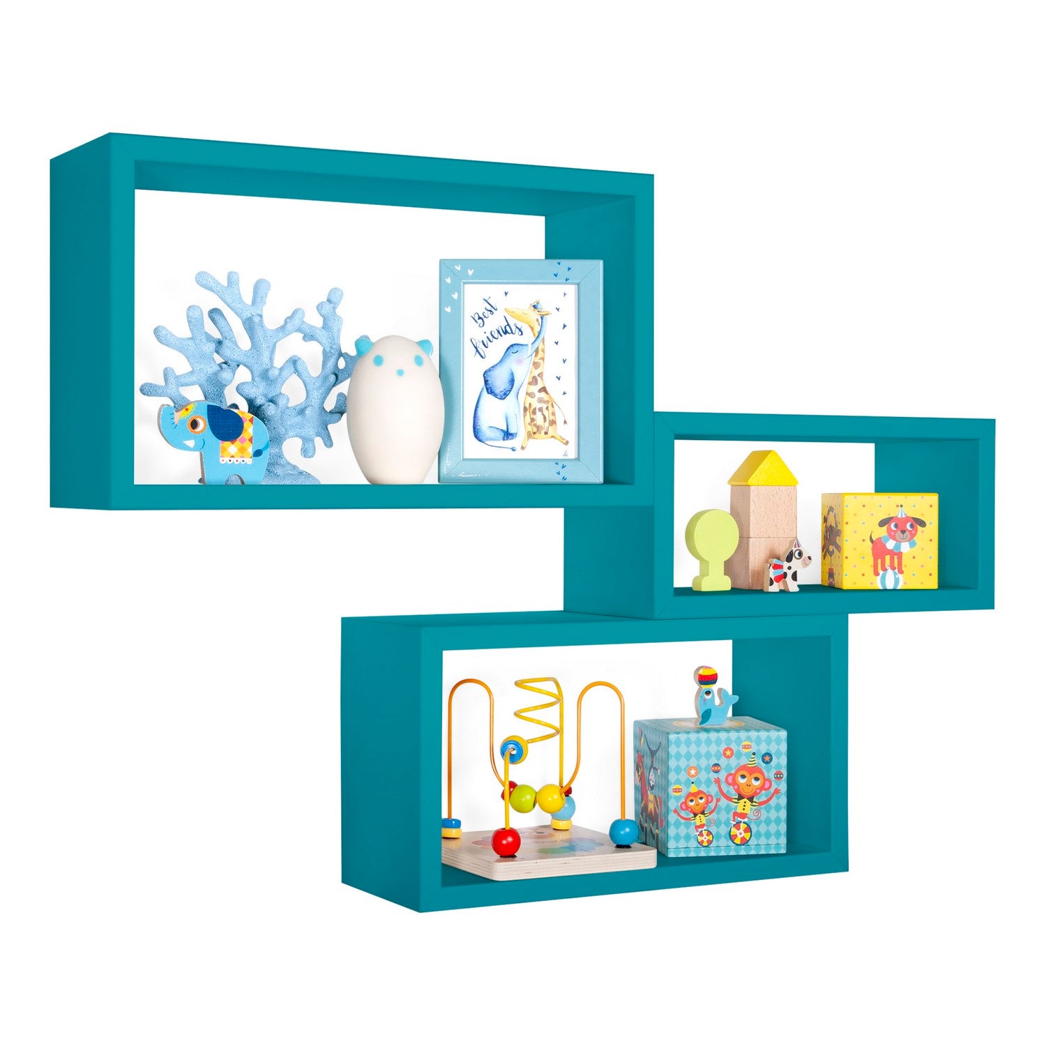 Étagères à mur rectangulaires Lot de 3 pc Bleu atoll mod. Trittico - 6