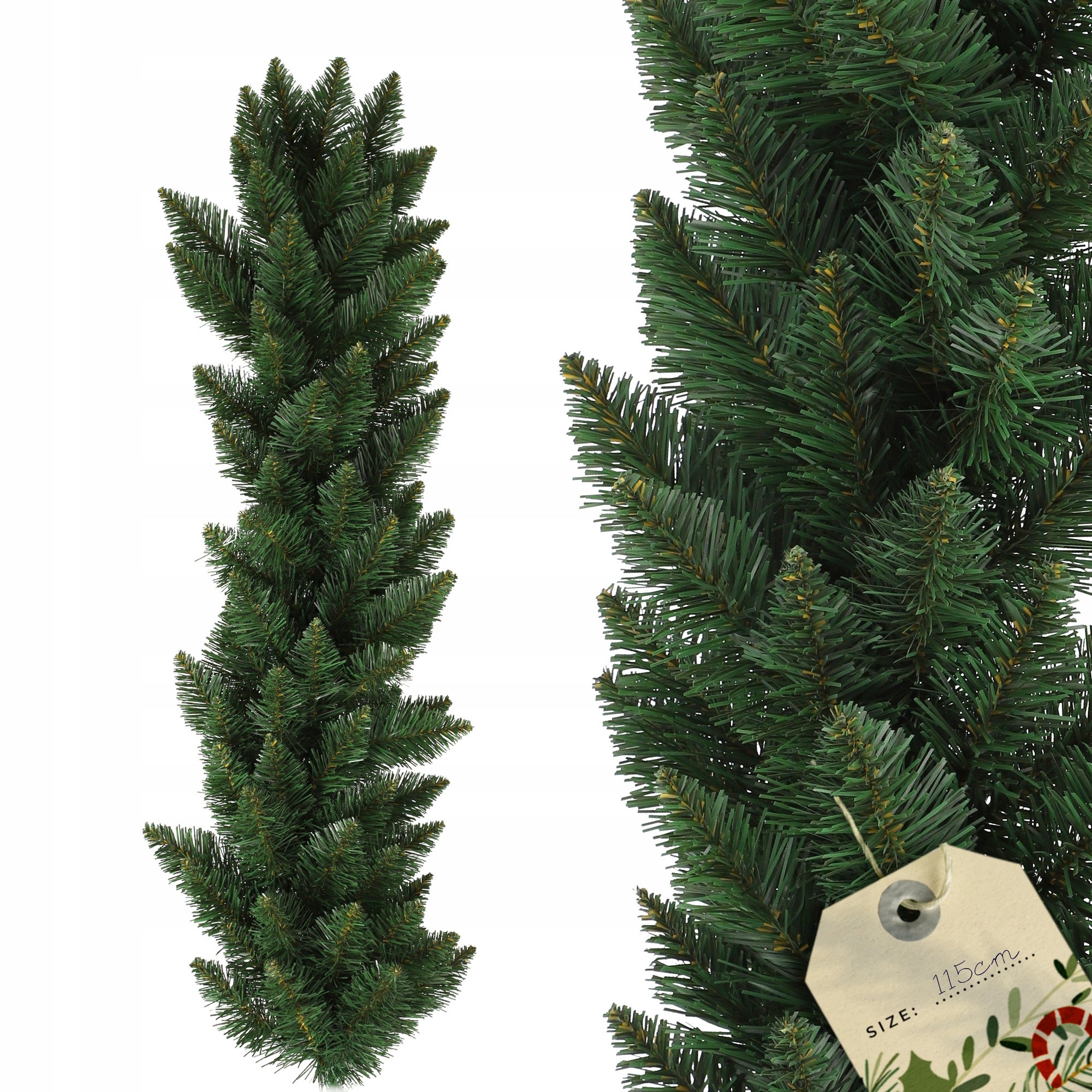GIRLANDA ŚWIĄTECZNA CHOINKOWA SZTUCZNA GĘSTA ŁAŃCUCH ZIELONA PREMIUM 112 cm