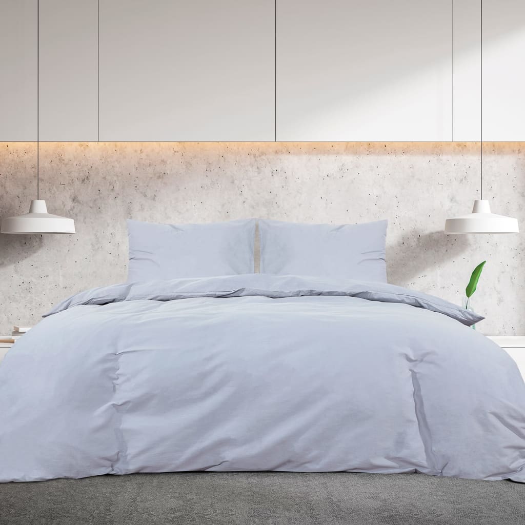 Ensemble de housse de couette Gris 200x200 cm Coton 2 - 3