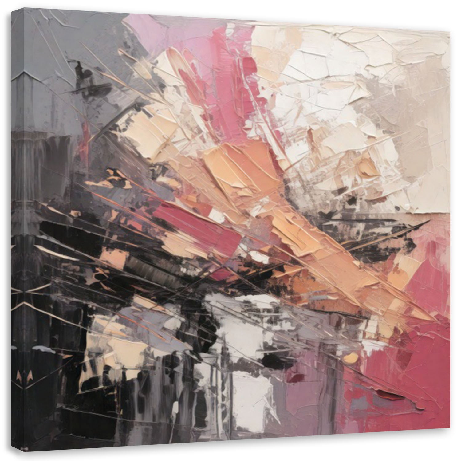 Obraz do sypialni, Abstrakcja Impresja Różowy 60x60
