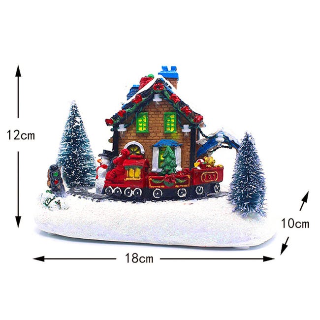Villaggio Di Natale Con Luci LED A Batteria | Casetta Ornamento In Resina 7 Cm | Decorazione Per Giardino, Casa E Ufficio