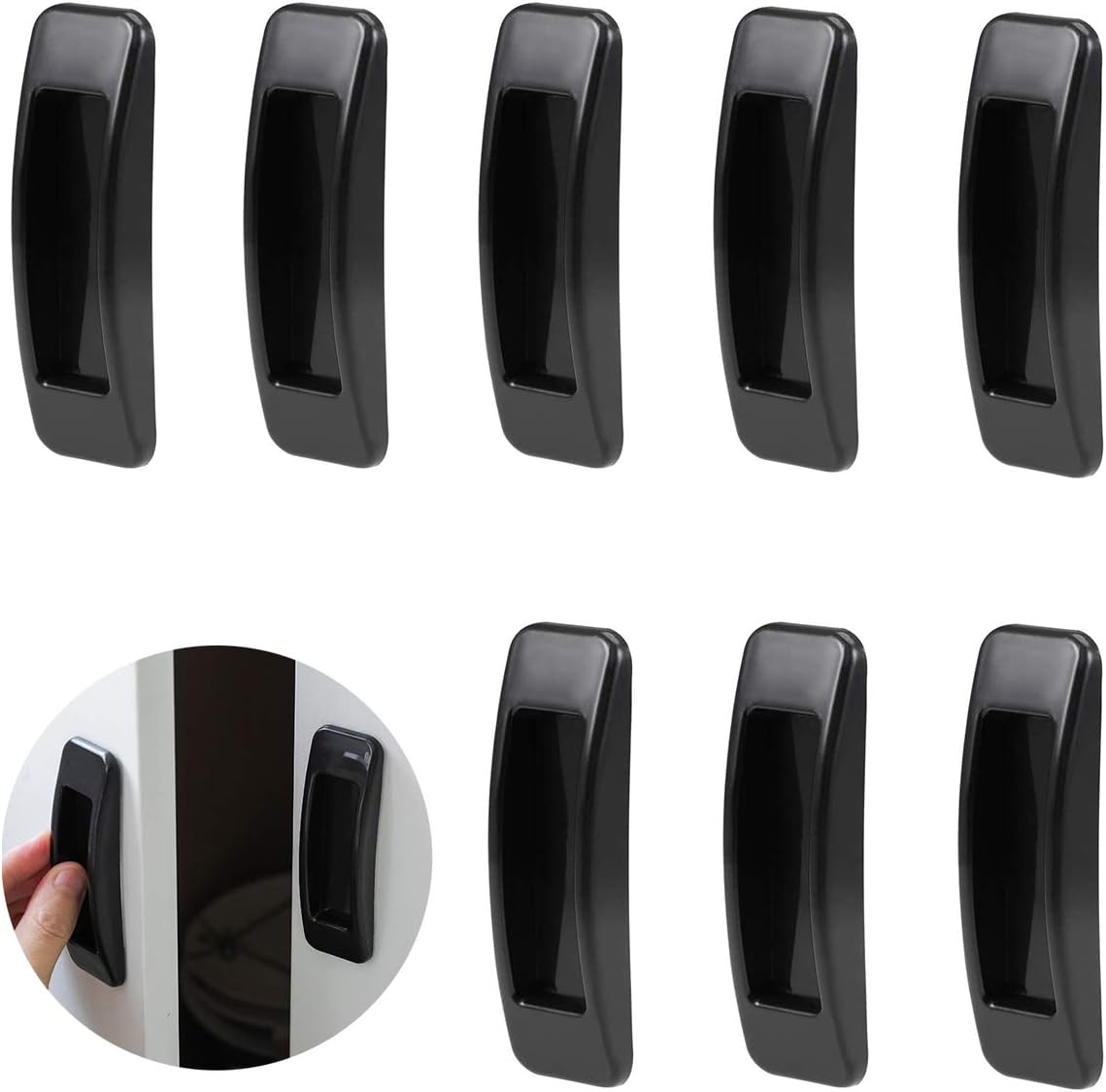 8 szt. czarnych, samoprzylepnych uchwytów do szuflad i drzwi z tworzywa ABS (czarne)