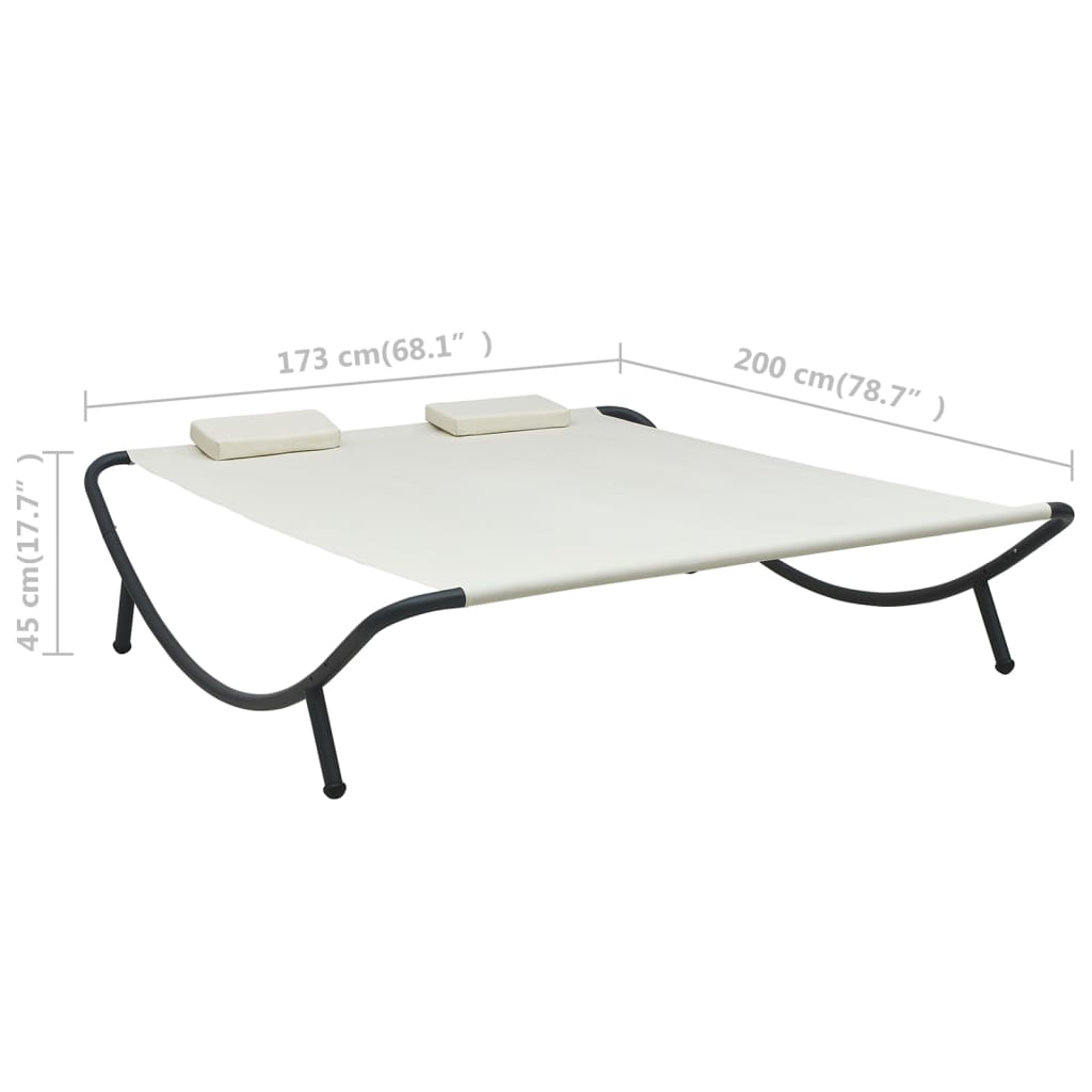 Chaise longue d'extérieur Tissu Crème - 7