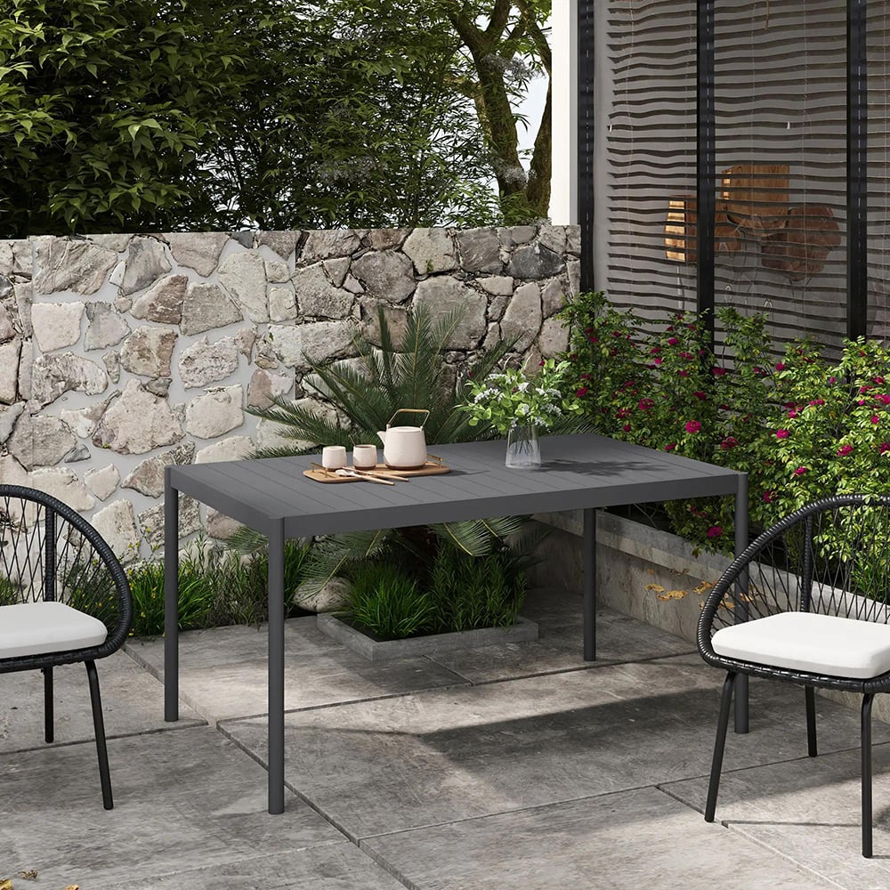 Tavolo Da Giardino Noa NATERIAL In Acciaio Con Piano In Vetro Grigio Argento Per 6 Persone 90x150cm 82509546