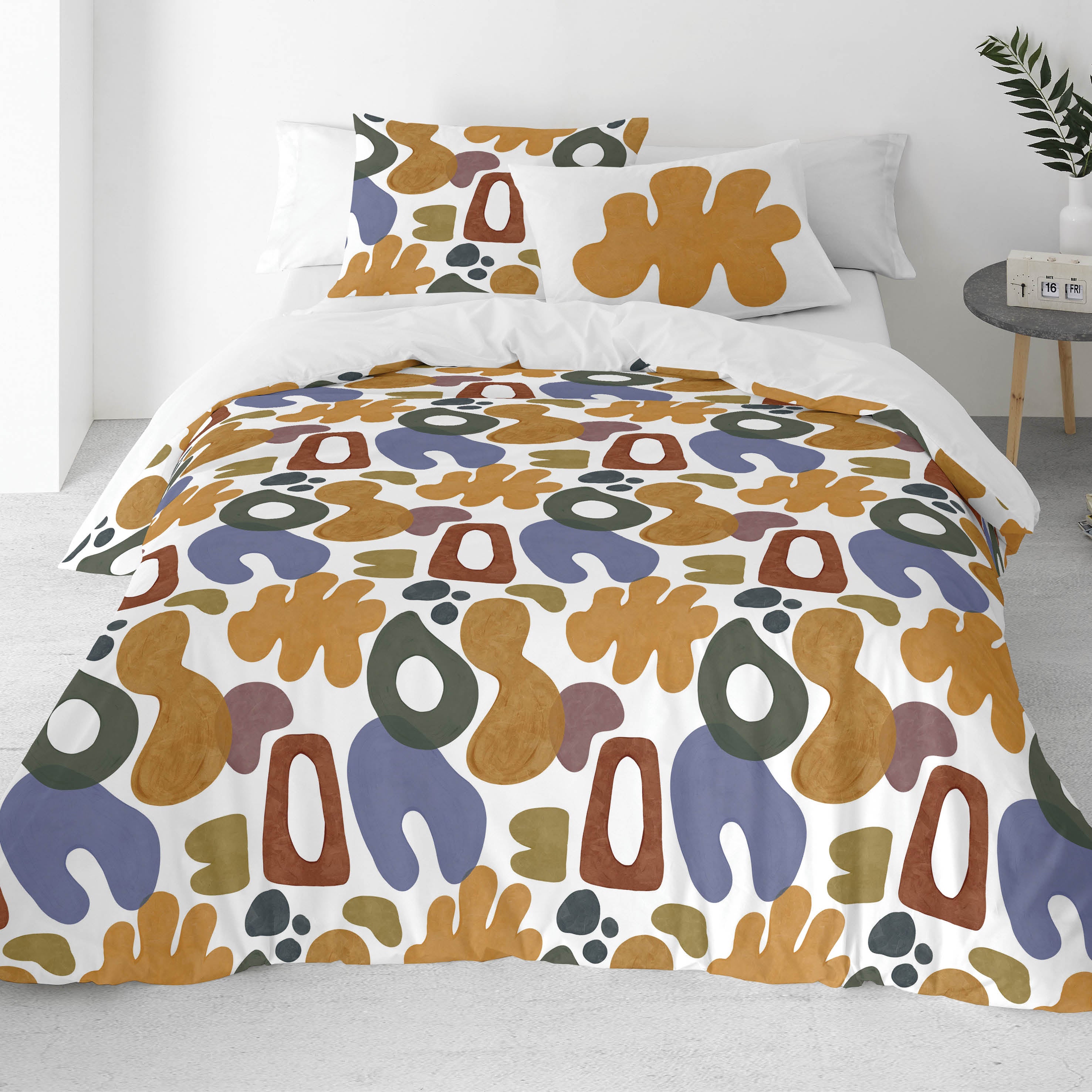 NATURALS - Capa de edredão estampada Cama 90 - Algodão extra macio - Inclui 1 ou 2 fronhas - Fabricado em Espanha - FORMAS - 2