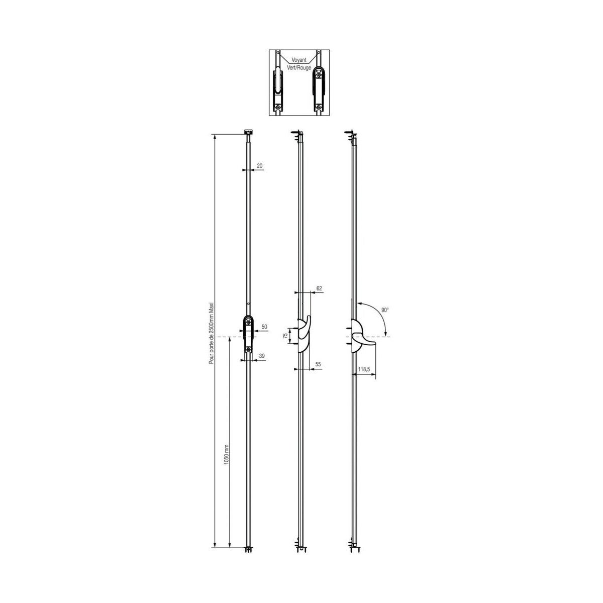 Crémone pompier basculant AEROLIS - ASSA ABLOY VACHETTE Gris 39 - 4