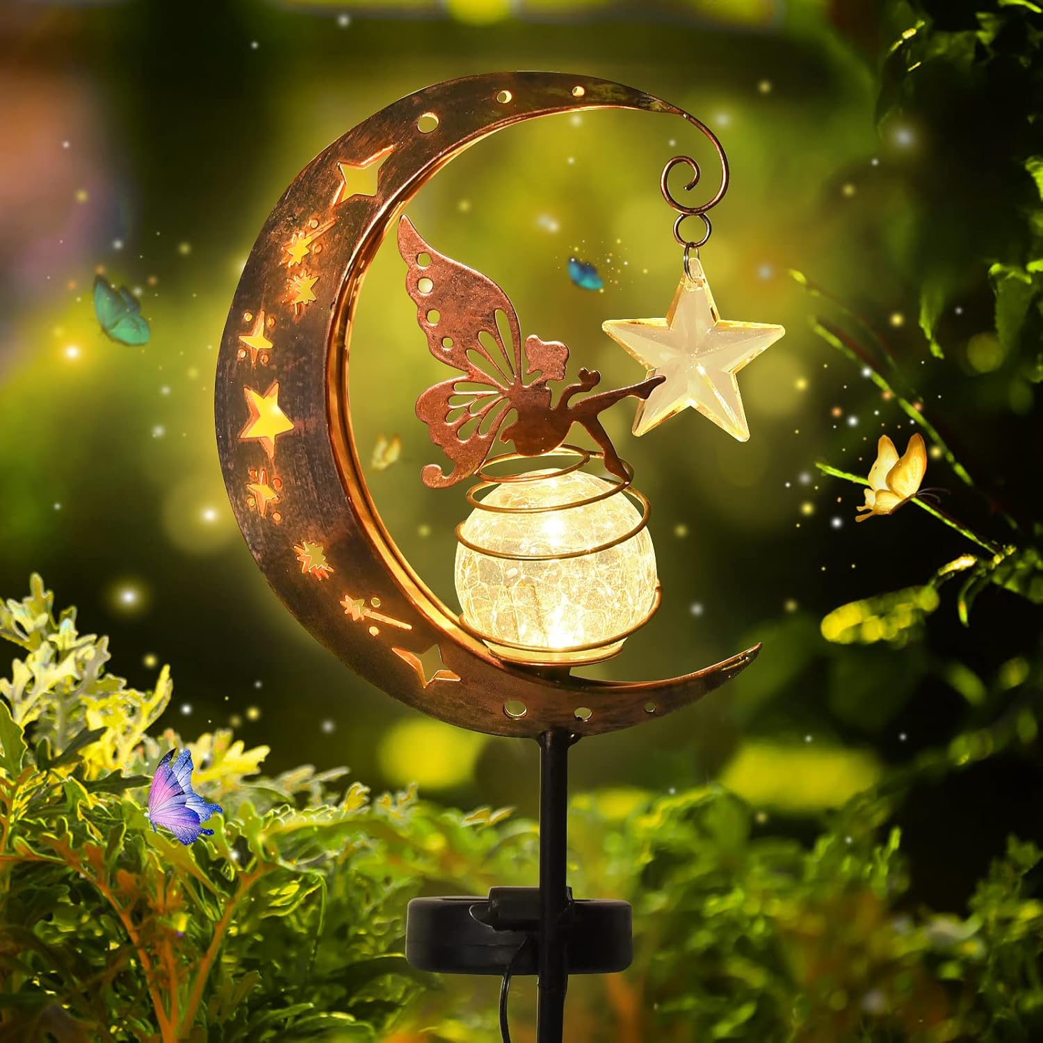 Solarne lampki ogrodowe dekoracja ogrodowa zewnętrzna światło w kształcie księżyca solarne oświetlenie zewnętrzne ogrodu lampa solarna LED trawnikową