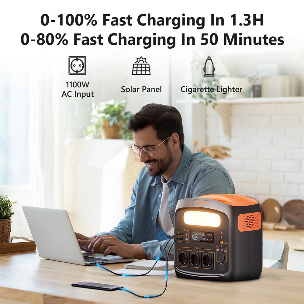 Station d'énergie portable NECESPOW N1200 1800W 1102.5Wh - 3