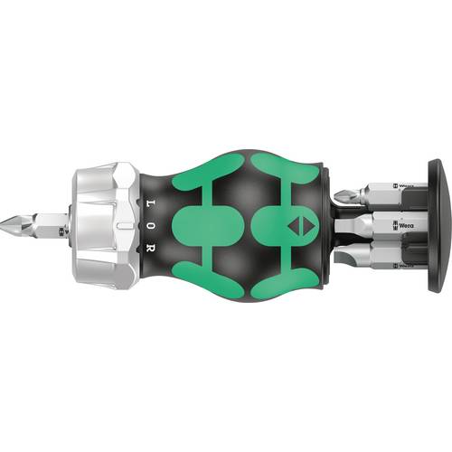 Wera 05008886001 Kraftform Kompakt Stubby Magazin RA 4, Giravite a cricchetto Stubby con caricatore di bit, 6 pezzi