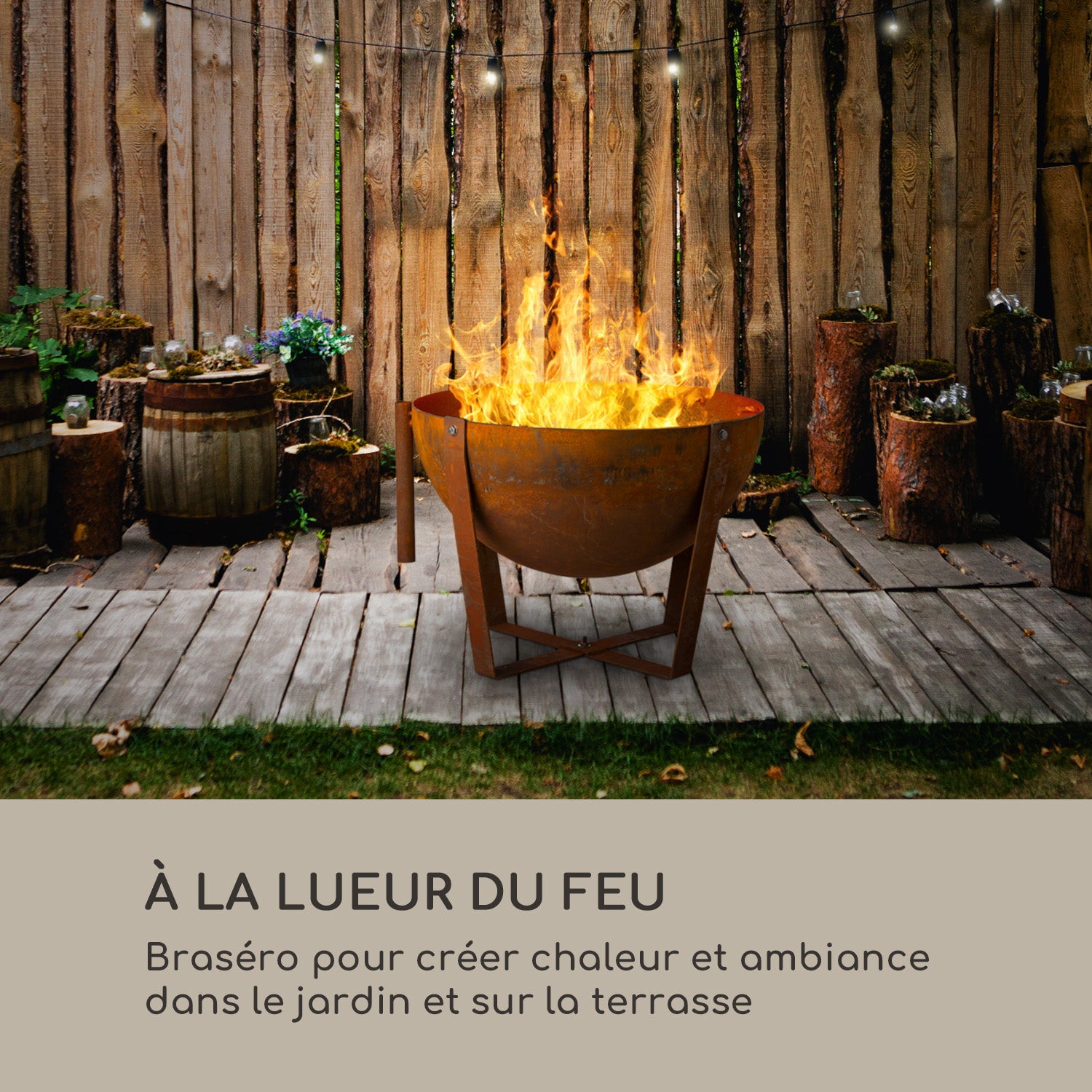 BLUMFELDT Fire Globe braséro avec barbecue Ø 60cm acier Jaune / doré - 2