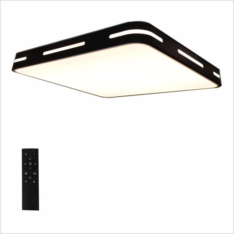 Lampa sufitowa LED 40W, regulowana i ściemniana barwa światła, z pilotem + aplikacją, 40x40cm, czarna.