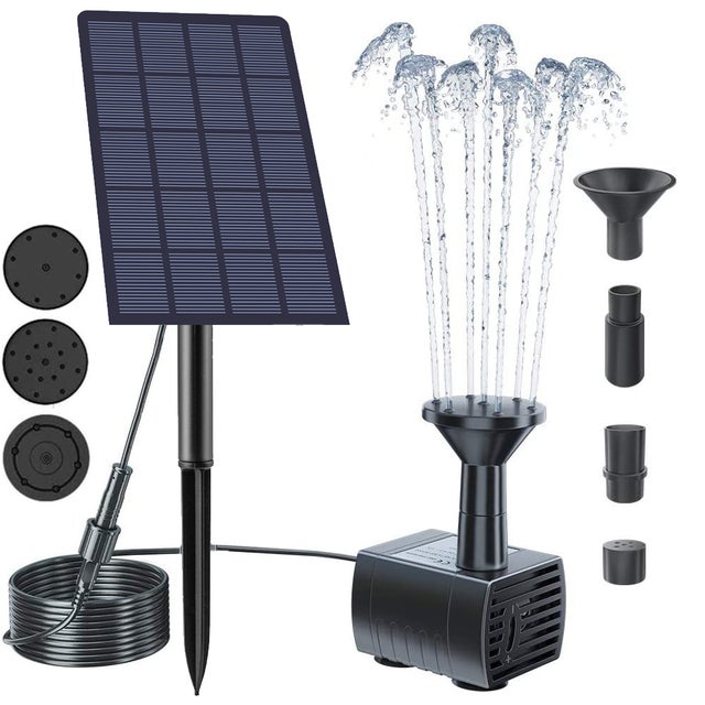 Pompe de fontaine à eau solaire d'extérieur, Kit de pompe de bassin de fontaine solaire avec piquet, pompe à eau de fontaine à énergie solaire, 2.5W