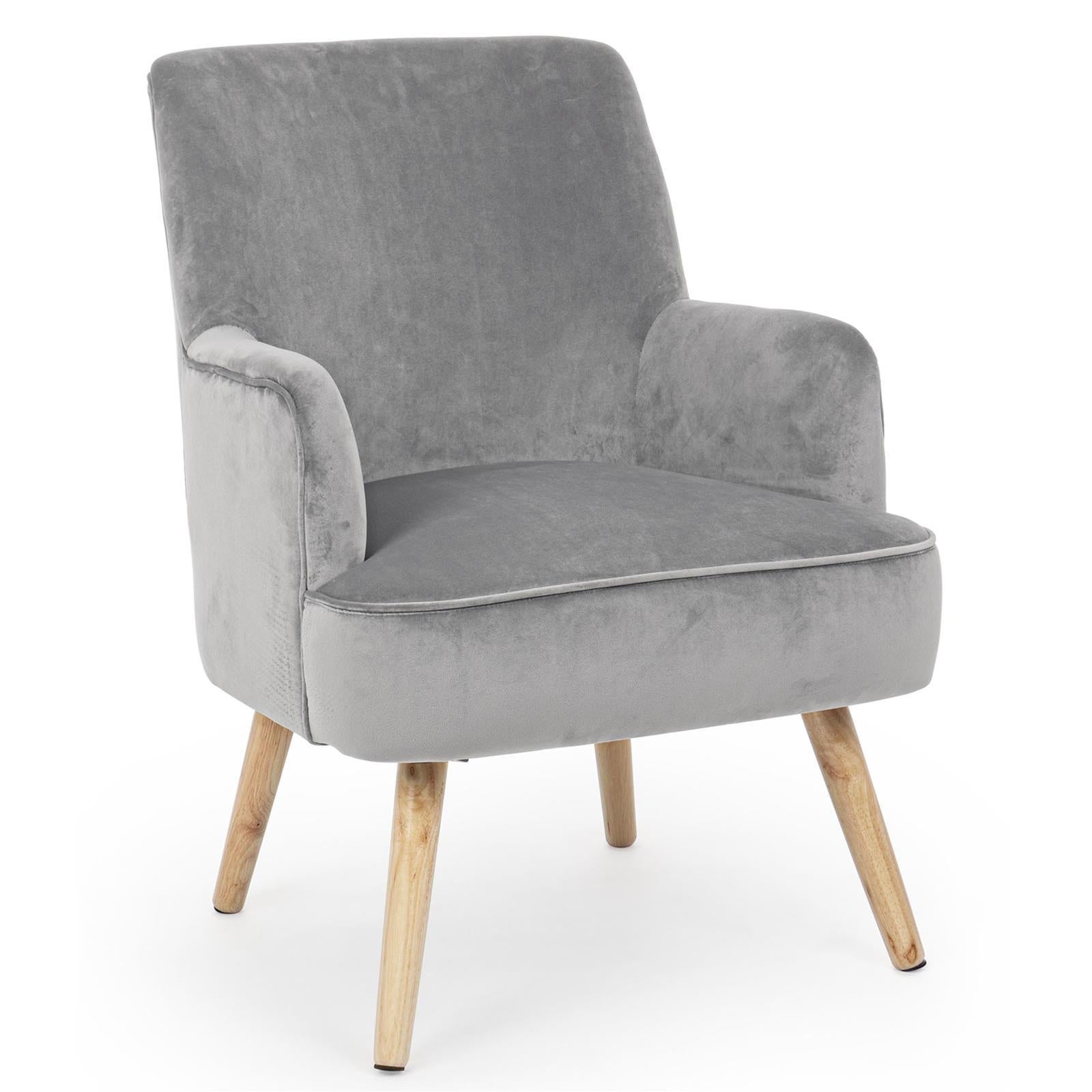 Fauteuil De Salon Vintage En Velours Gris Adeline X X H Cm Leroy