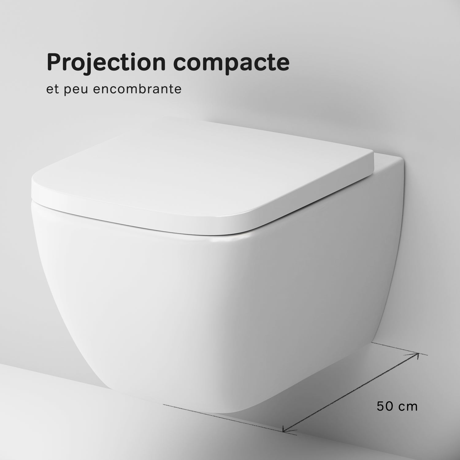 Pack WC suspendu bâti mural et cuvette Plaque Carrée Chrome, Pack WC Bati-support AM.PM Gem - 8