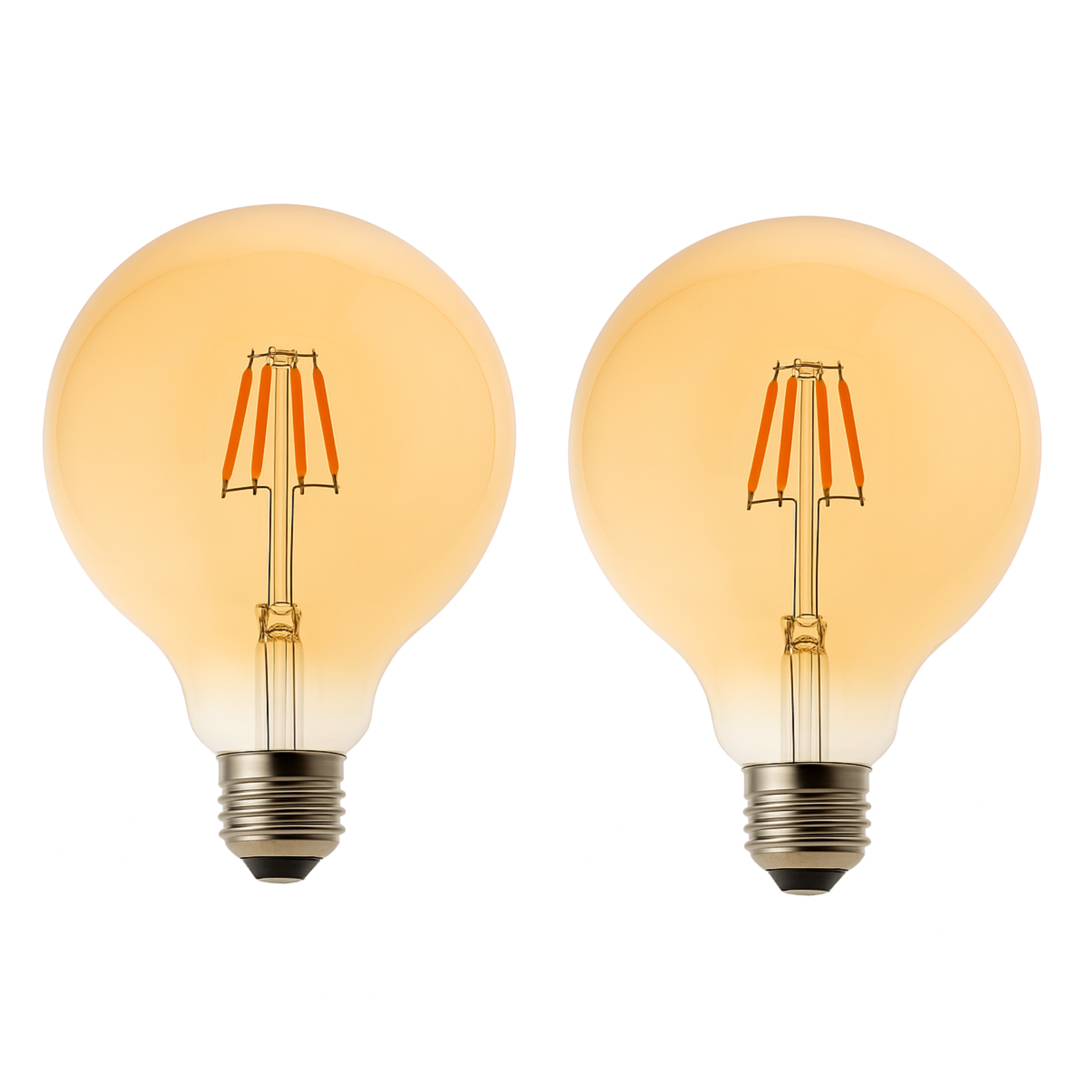 Zestaw 2 szt. żarówek LED Globo G125 E27 z żarnikiem 8 W 700 lm, wykończenie vintage w kolorze bursztynowym. Ciepłe światło 2700 K.