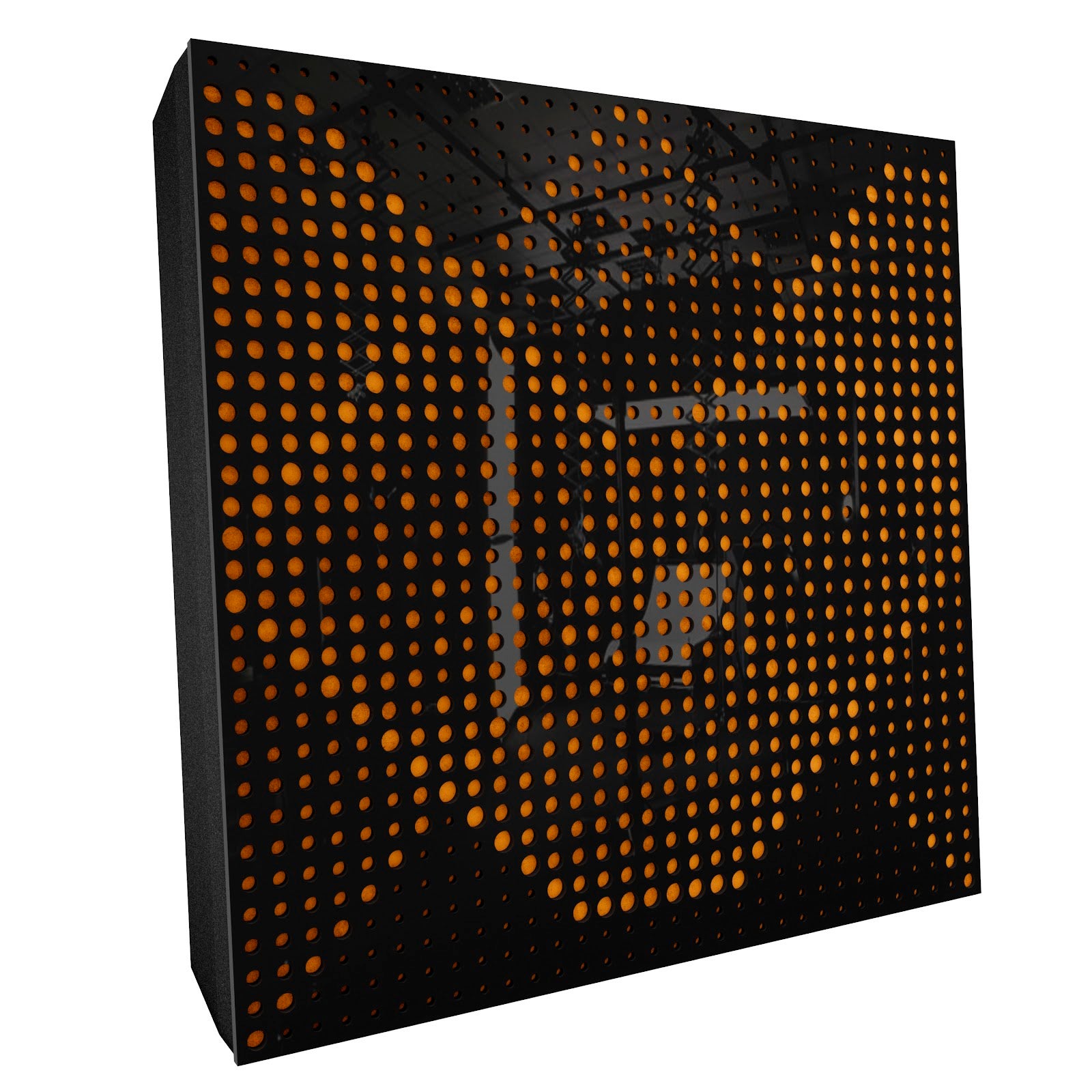 Lot de 2 Panneaux acoustiques WILDS-F décoratifs insonorisants 50x50x5 cm - Plastique perforé, tissu et mousse acoustique -Noir brillant+Jaune - 2