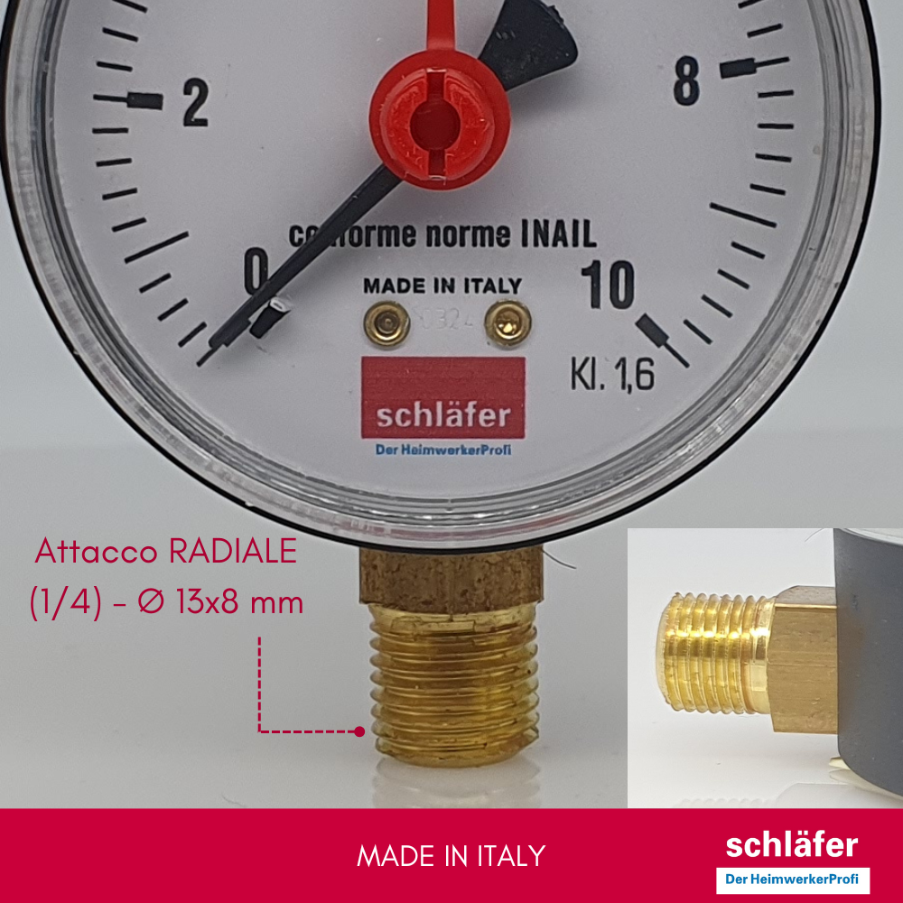 Schläfer 0930166 | Manomètre hydraulique vertical Raccord radial 1/4